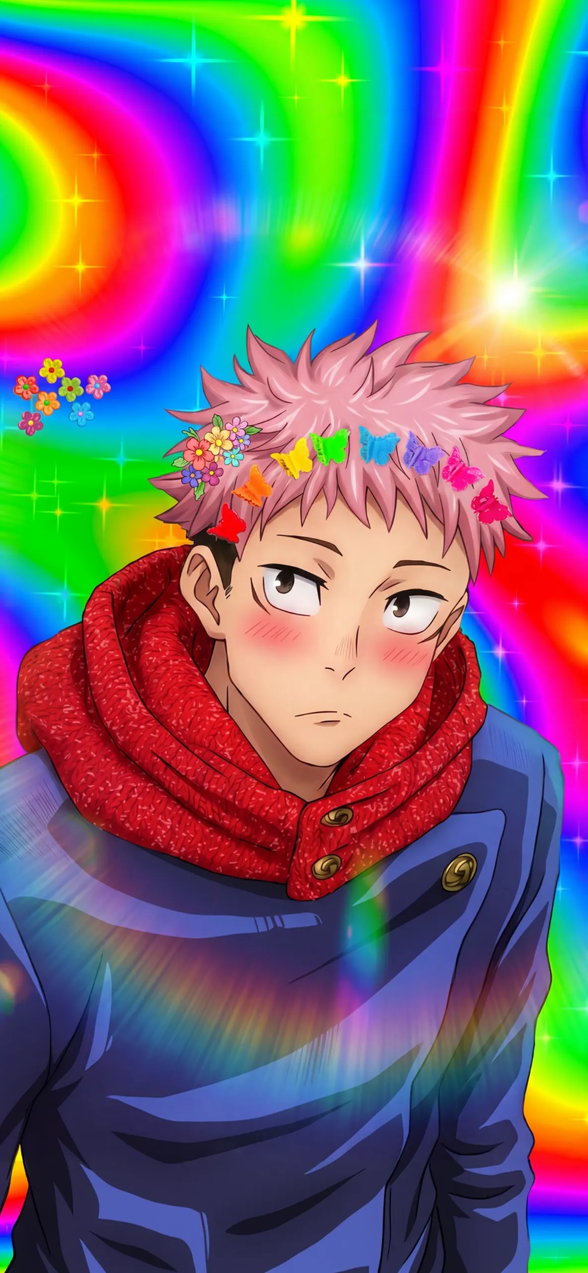 Aesthetic Rainbow Blushing Yuji Pfp Wallpapers Aesthetic Rainbow Blushing Yuji Pfp Wallpapers — 1184×2560 HD wallpaper