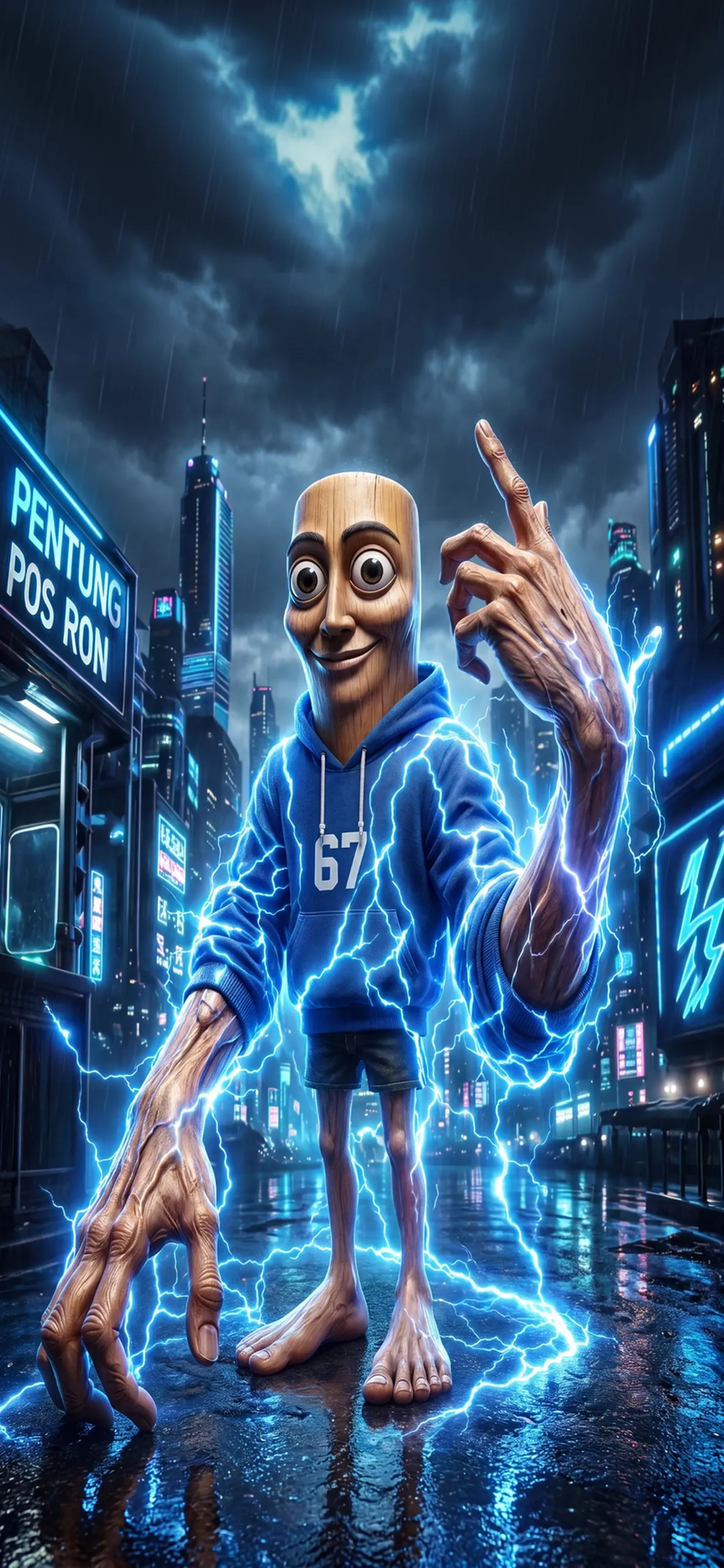 Electric Wooden Head Neon Brainrot Wallpaper Electric Wooden Head Neon Brainrot Wallpaper — 1184×2560 HD wallpaper