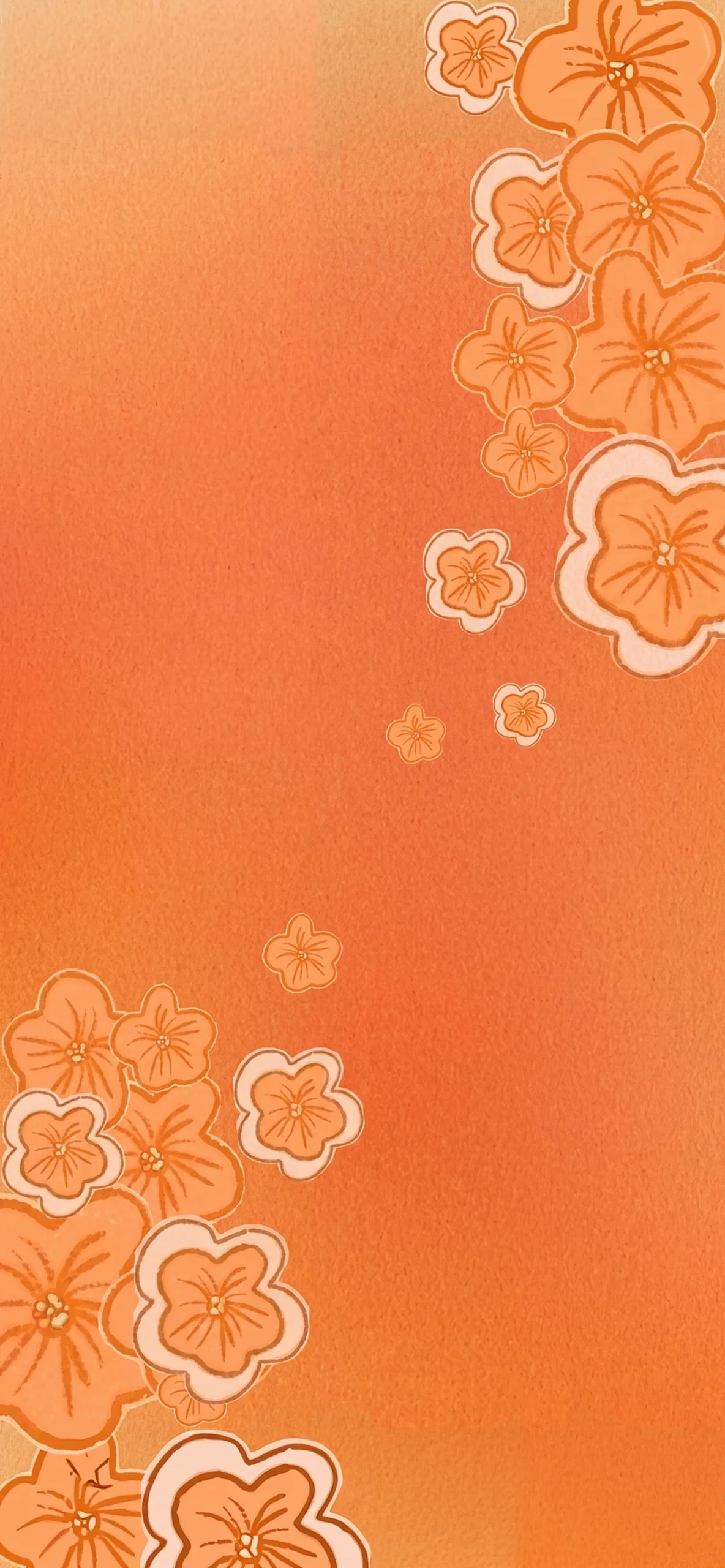 Orange Floral Gradient Wallpaper Orange Floral Gradient Wallpaper — 1184×2560 HD wallpaper