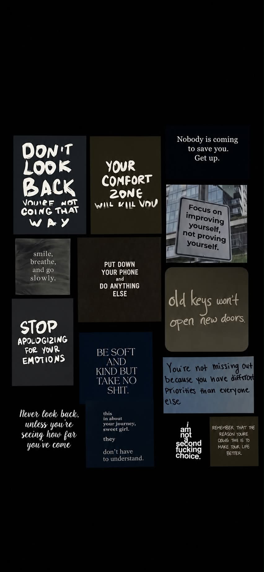 Motivational Quotes Collage Wallpaper — 852×1846 mobile wallpaper