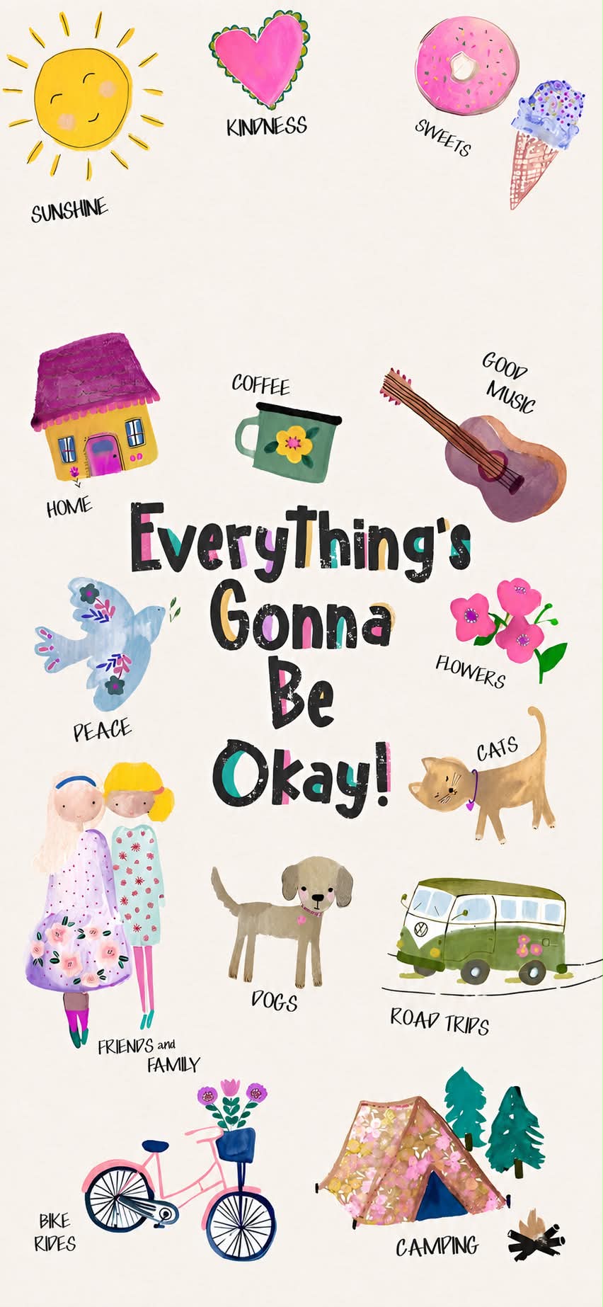 Optimistic Watercolor Life Wallpaper — 852×1846 mobile wallpaper