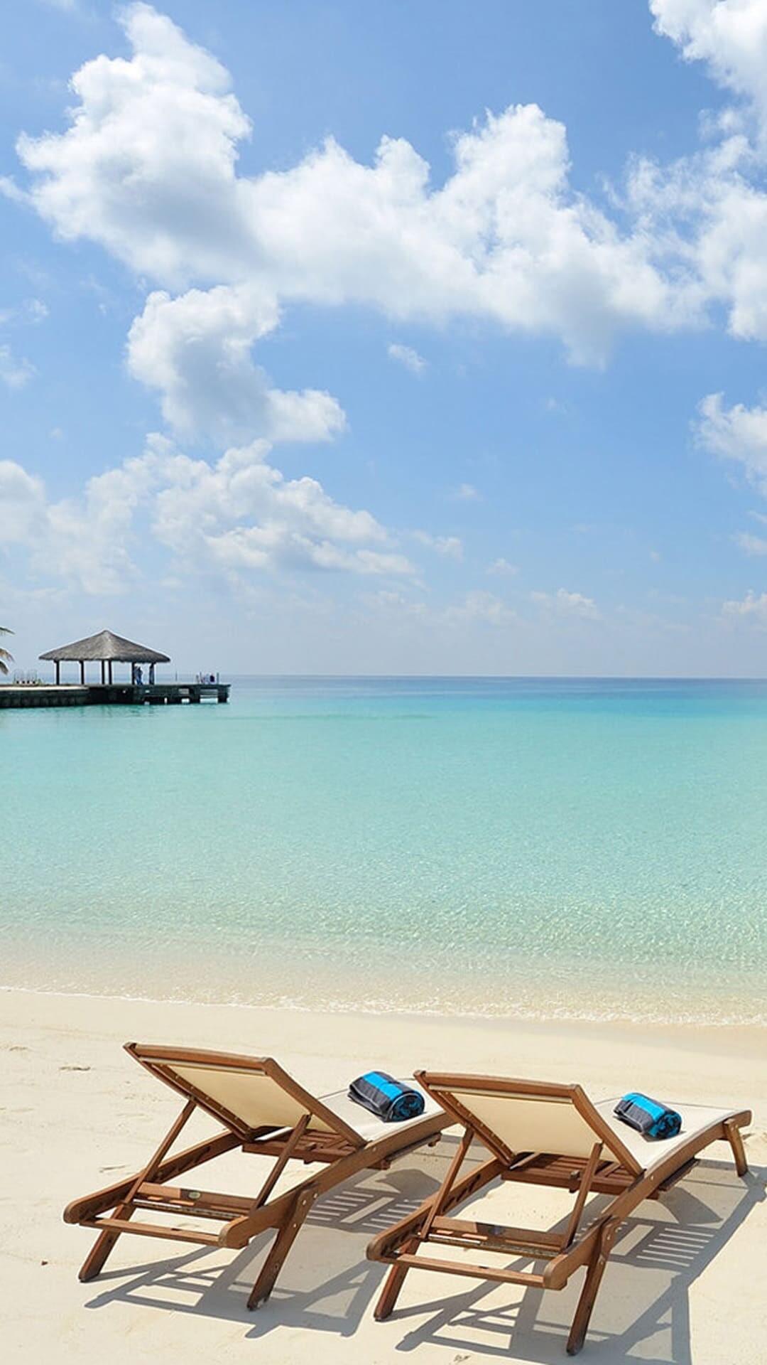 Maldives overwater gazebo, Wooden beach loungers, Turquoise tropical lagoon Maldives overwater gazebo, Wooden beach loungers, Turquoise tropical lagoon — 1080×1920 HD wallpaper