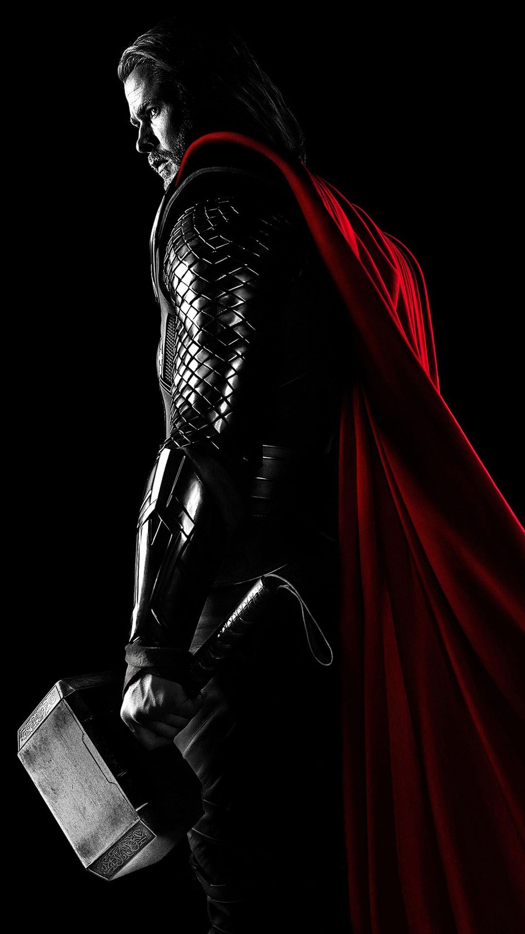 Thor (2011), Mjolnir hammer, Red cape shadow Thor (2011), Mjolnir hammer, Red cape shadow — 1080×1920 mobile wallpaper