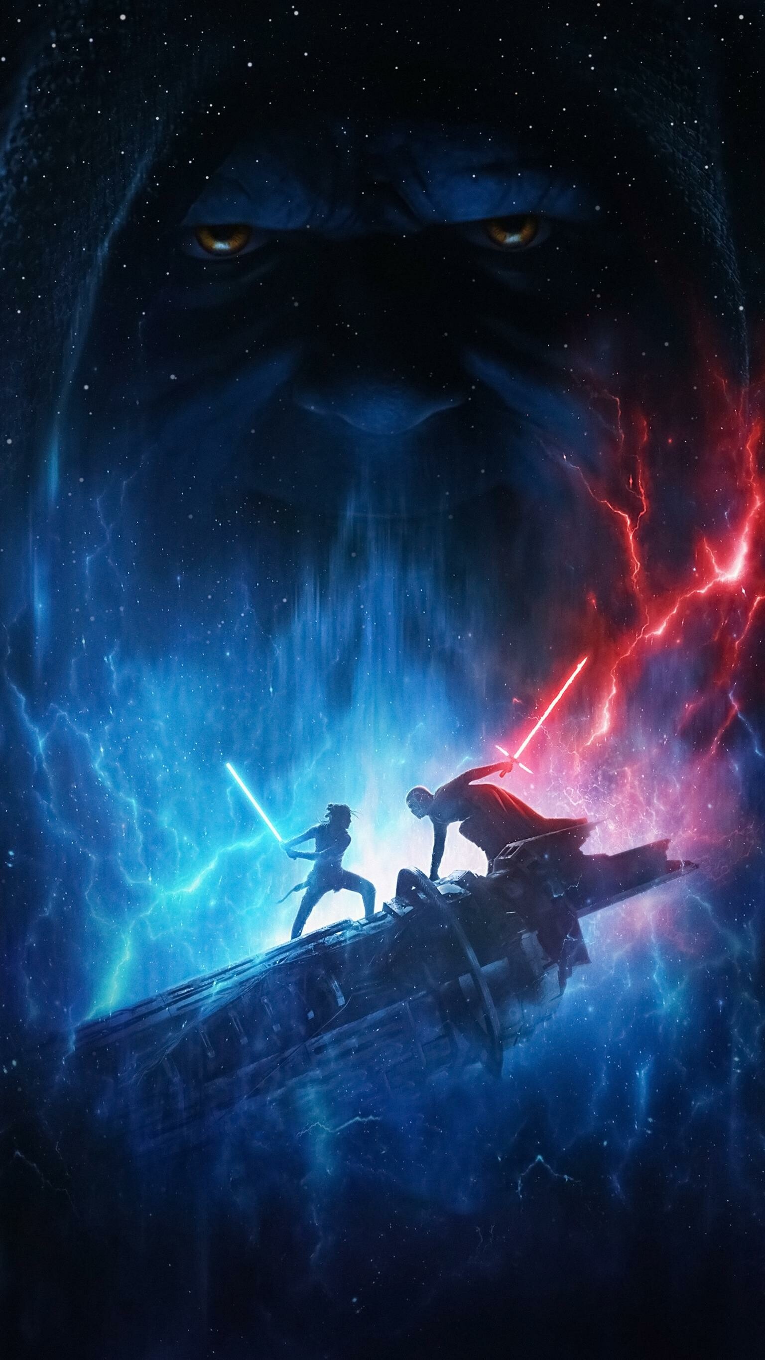 Emperor Palpatine face, Rey and Kylo Ren duel, Jedi, Sith, Star Wars: The Rise of Skywalker, Death Star II ruins, Kef Bir Emperor Palpatine face, Rey and Kylo Ren duel, Jedi, Sith, Star Wars: The Rise of Skywalker, Death Star II ruins, Kef Bir — 1536×2732 HD wallpaper