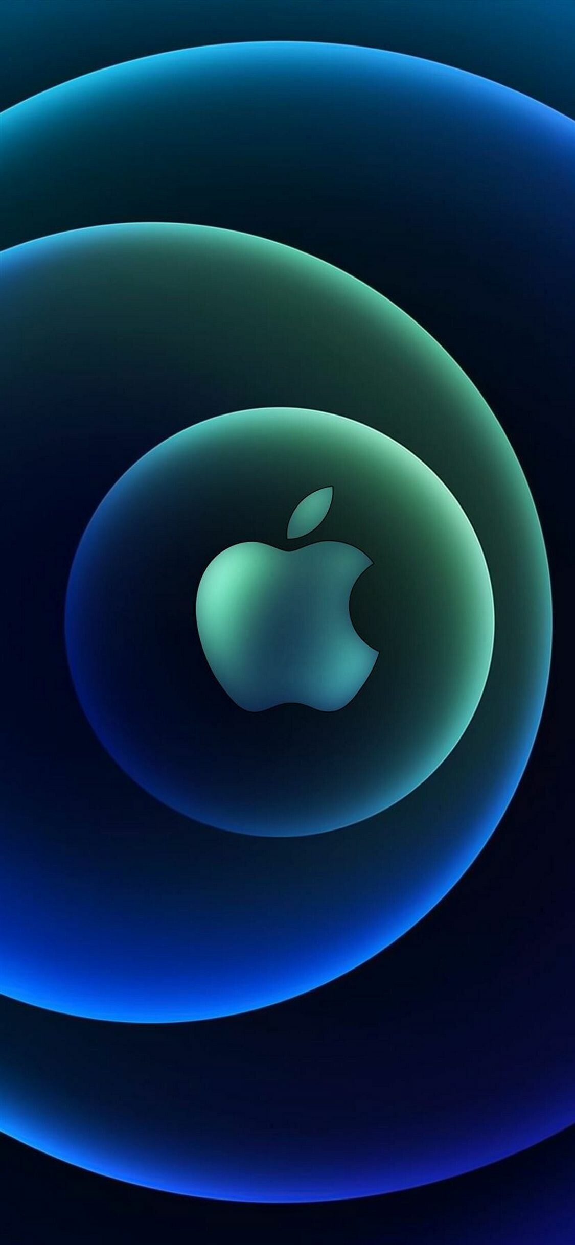 iPhone 12 event logo, Concentric circles, Blue green gradient iPhone 12 event logo, Concentric circles, Blue green gradient — 1125×2436 HD wallpaper