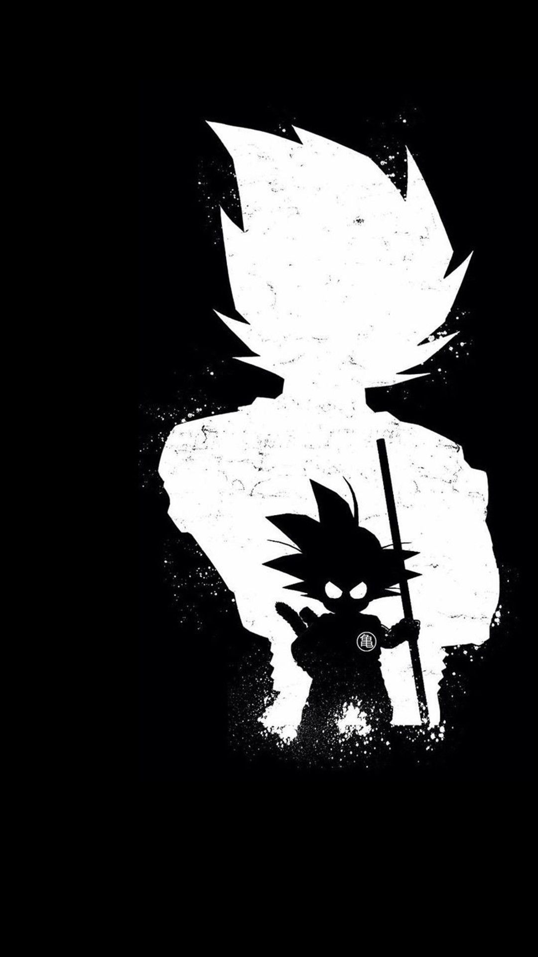 Goku silhouette, Kid Goku power pole, Dragon Ball, Black and white minimalist Goku silhouette, Kid Goku power pole, Dragon Ball, Black and white minimalist — 1080×1920 HD wallpaper