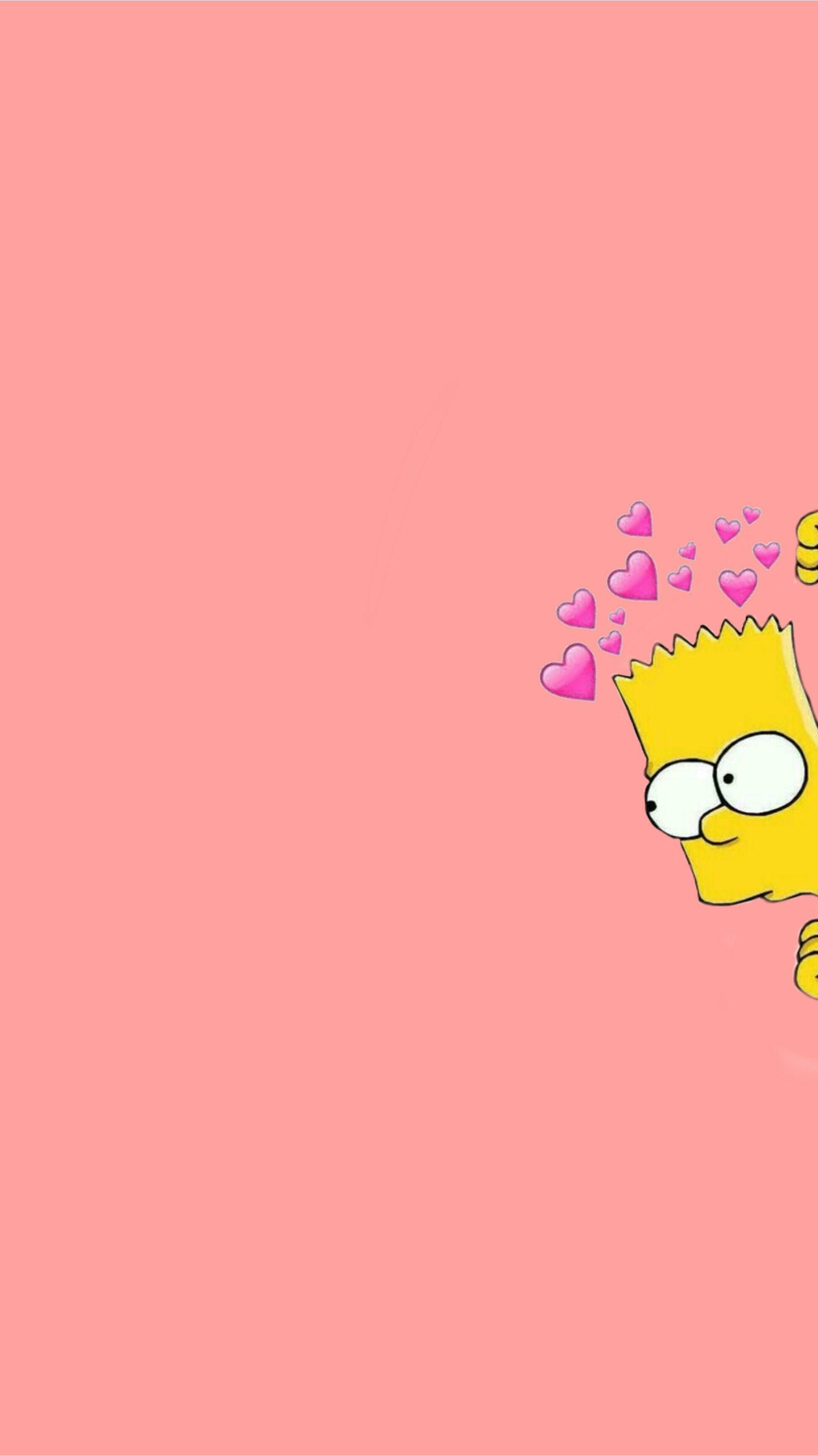Bart Simpson, Pink heart emojis, Pastel pink backdrop Bart Simpson, Pink heart emojis, Pastel pink backdrop — 1948×3465 HD wallpaper