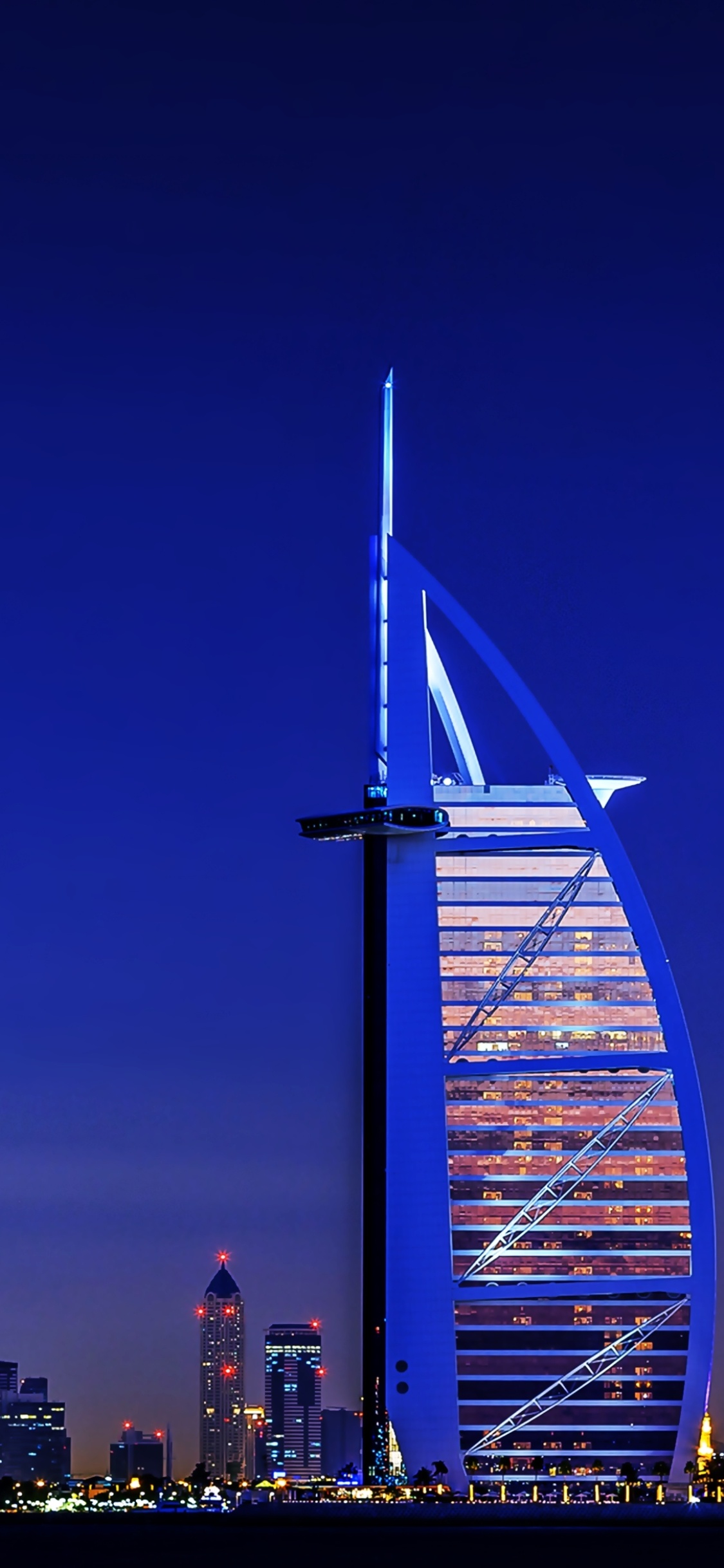 Burj Al Arab night, Deep blue sky, Illuminated sail facade Burj Al Arab night, Deep blue sky, Illuminated sail facade — 1125×2436 HD wallpaper