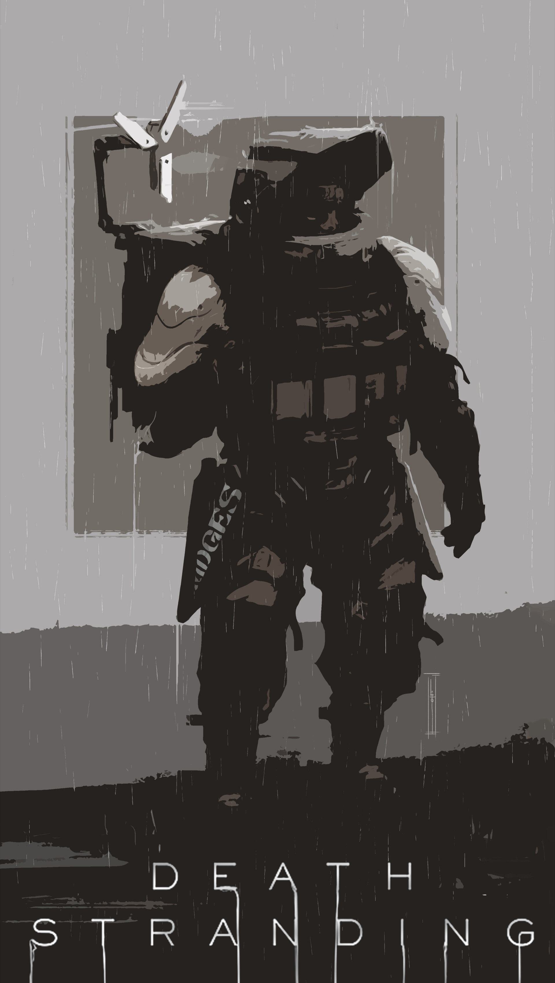 Sam Porter Bridges, BRIDGES cargo courier, Grayscale minimalistic Sam Porter Bridges, BRIDGES cargo courier, Grayscale minimalistic — 1920×3401 HD wallpaper