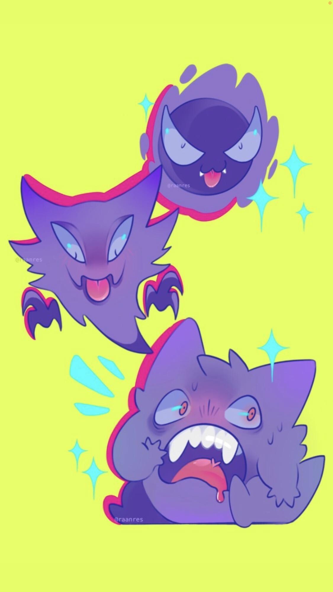 Gastly Haunter Gengar trio, Chibi style, Sparkle accents Gastly Haunter Gengar trio, Chibi style, Sparkle accents — 1125×2001 HD wallpaper