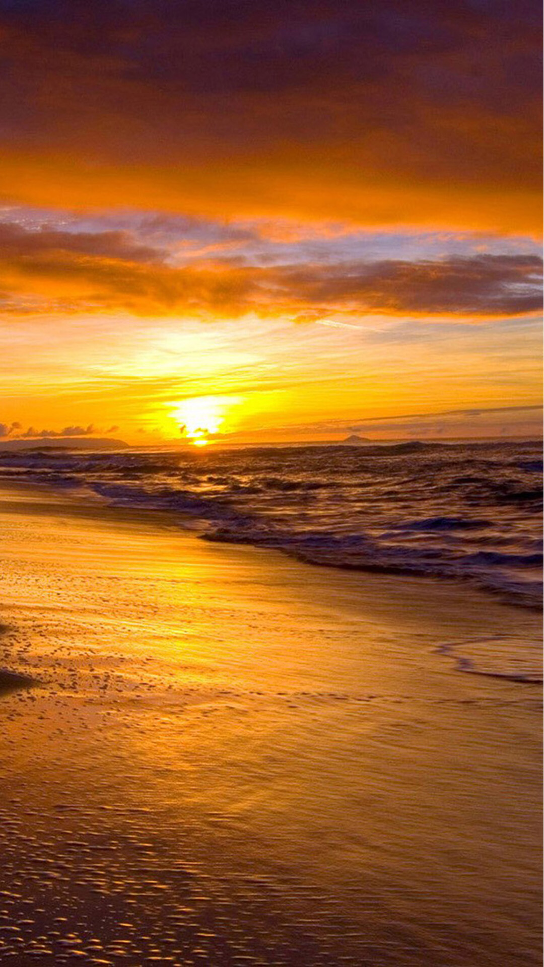 Golden hour beach, Breaking ocean waves, Orange purple clouds Golden hour beach, Breaking ocean waves, Orange purple clouds — 1080×1920 HD wallpaper