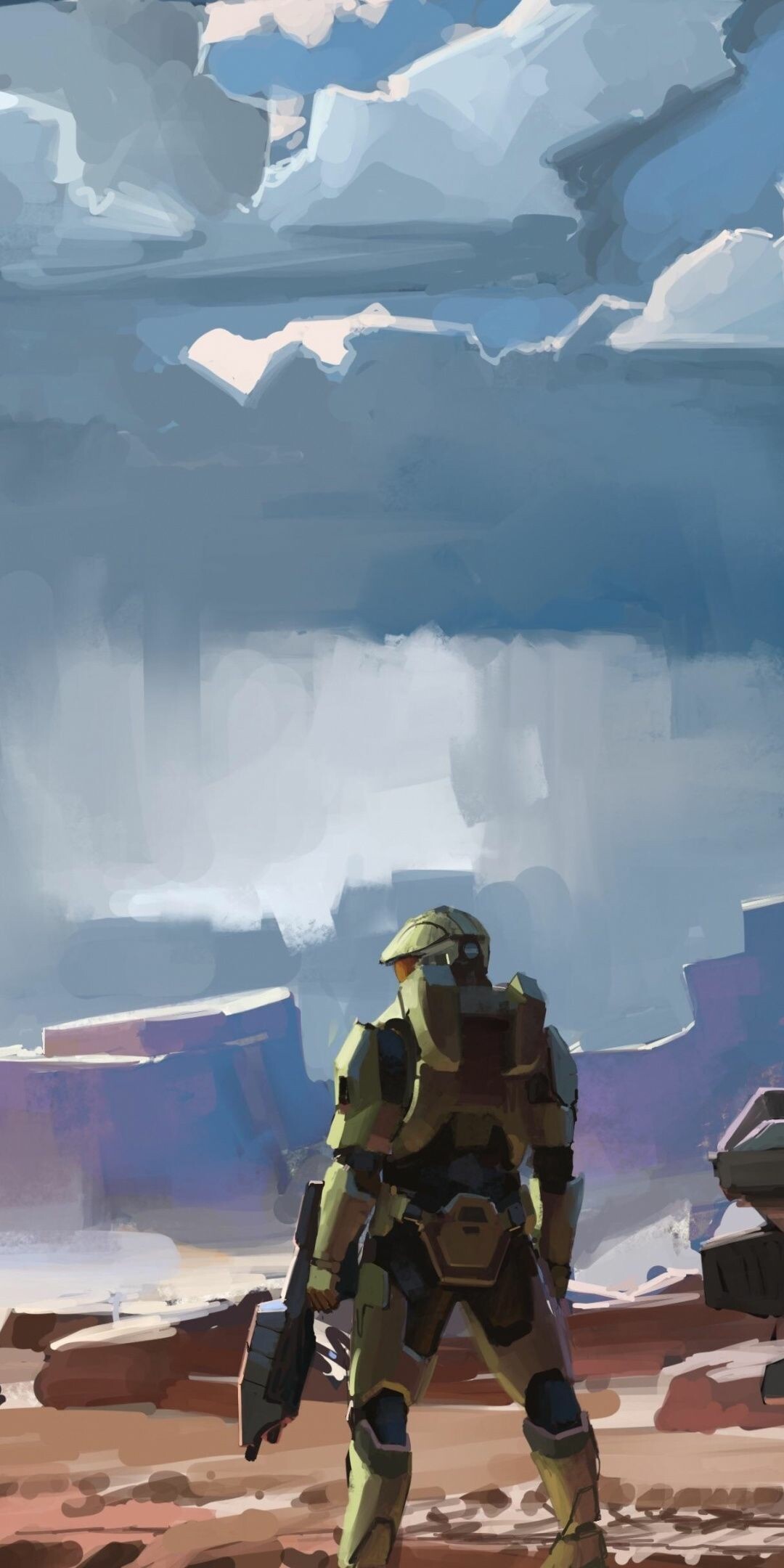 Spartan soldier, Painterly desert landscape, Cloudy blue sky Spartan soldier, Painterly desert landscape, Cloudy blue sky — 1080×2160 HD wallpaper