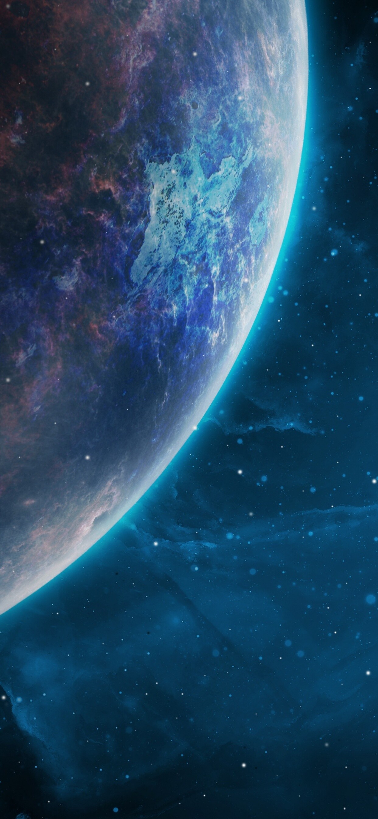 Glowing planet rim, Blue nebula backdrop, Digital space art Glowing planet rim, Blue nebula backdrop, Digital space art — 1242×2688 HD wallpaper