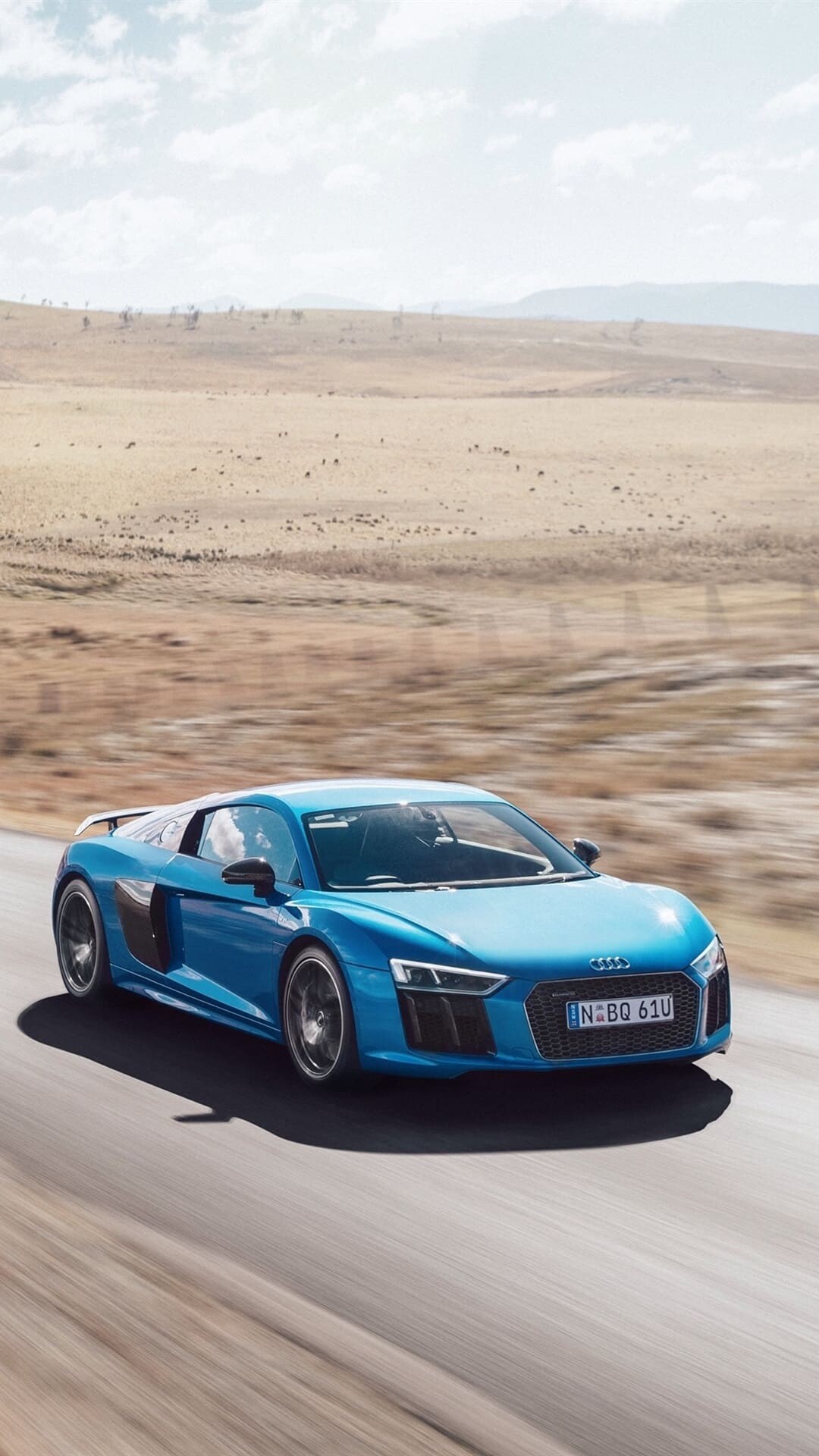 Blue Audi R8 coupe, Outback desert highway, Motion blur driving Blue Audi R8 coupe, Outback desert highway, Motion blur driving — 1080×1920 HD wallpaper