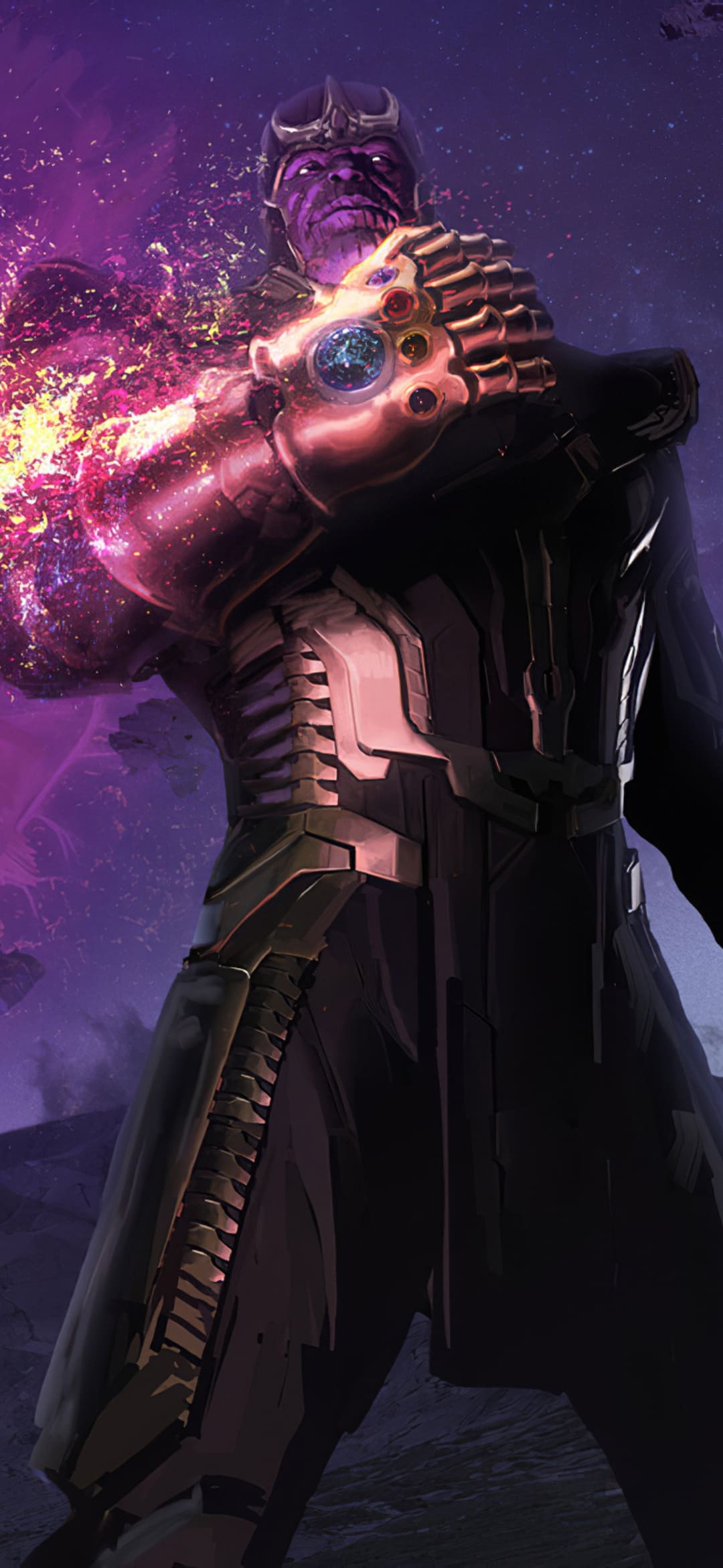 Thanos, Infinity Gauntlet, Purple cosmic energy Thanos, Infinity Gauntlet, Purple cosmic energy — 1080×2340 HD wallpaper