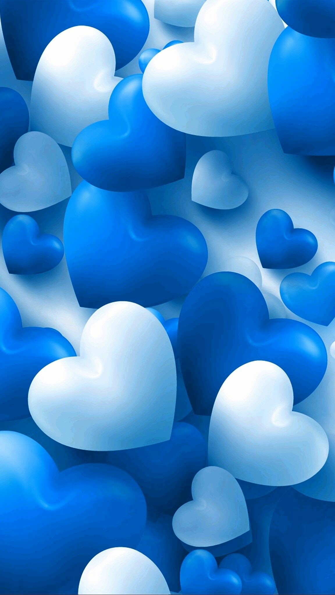 Glossy 3D hearts, Blue white cluster, Layered heart shapes Glossy 3D hearts, Blue white cluster, Layered heart shapes — 1152×2048 HD wallpaper