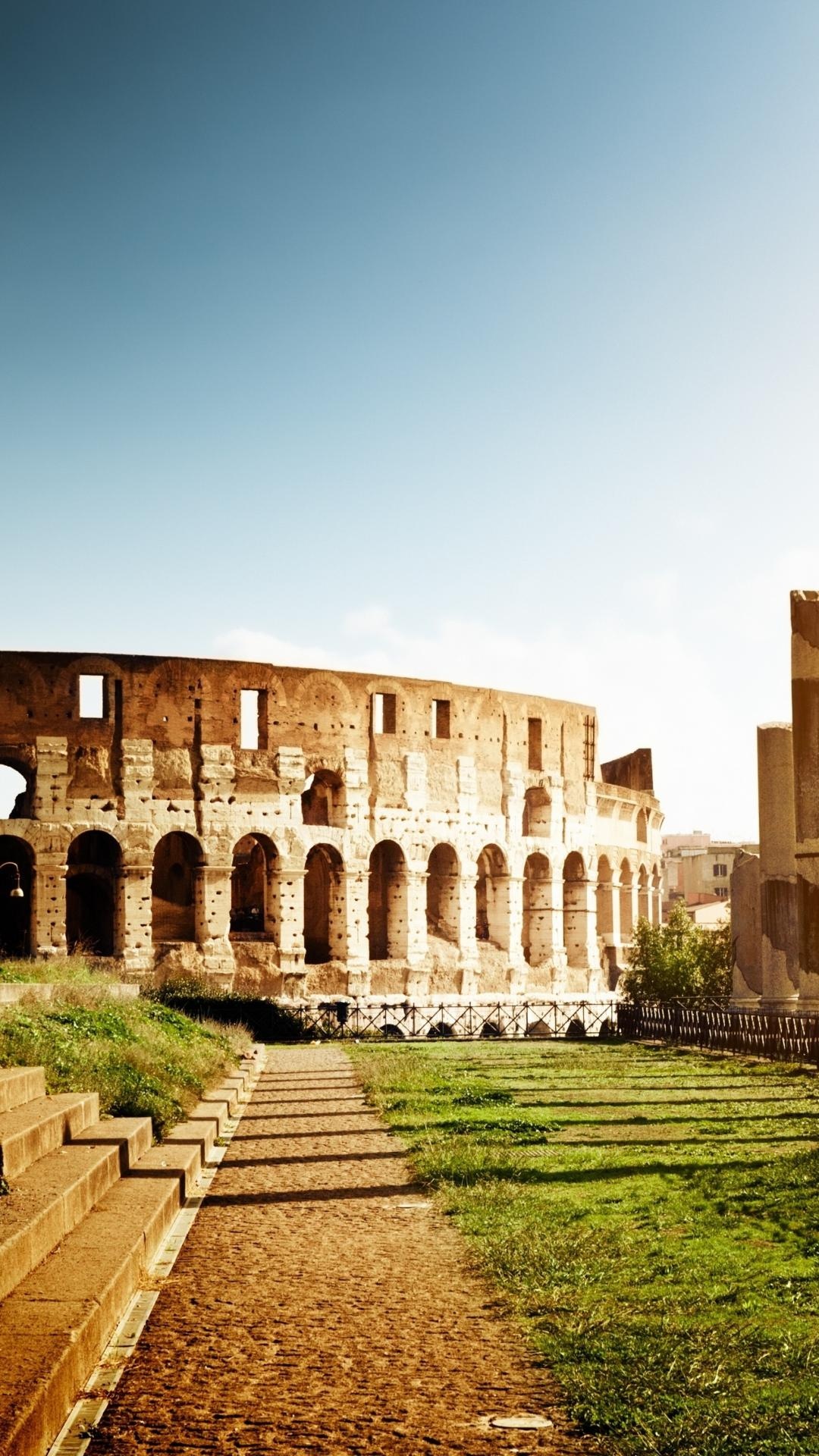 Roman Colosseum, Stone pathway, Sunlit ancient arches Roman Colosseum, Stone pathway, Sunlit ancient arches — 1080×1920 HD wallpaper