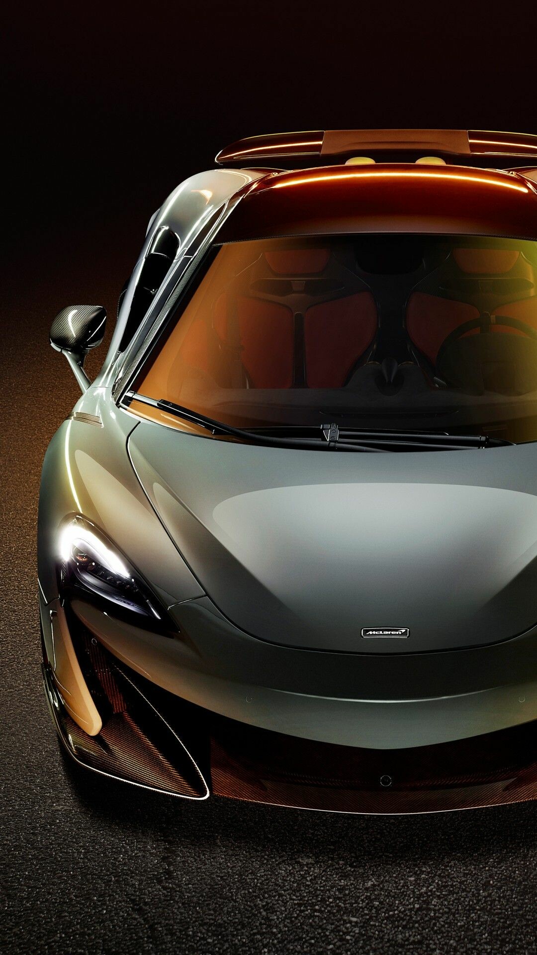 McLaren 600LT, Front fascia closeup, Dark studio lighting McLaren 600LT, Front fascia closeup, Dark studio lighting — 1080×1920 HD wallpaper