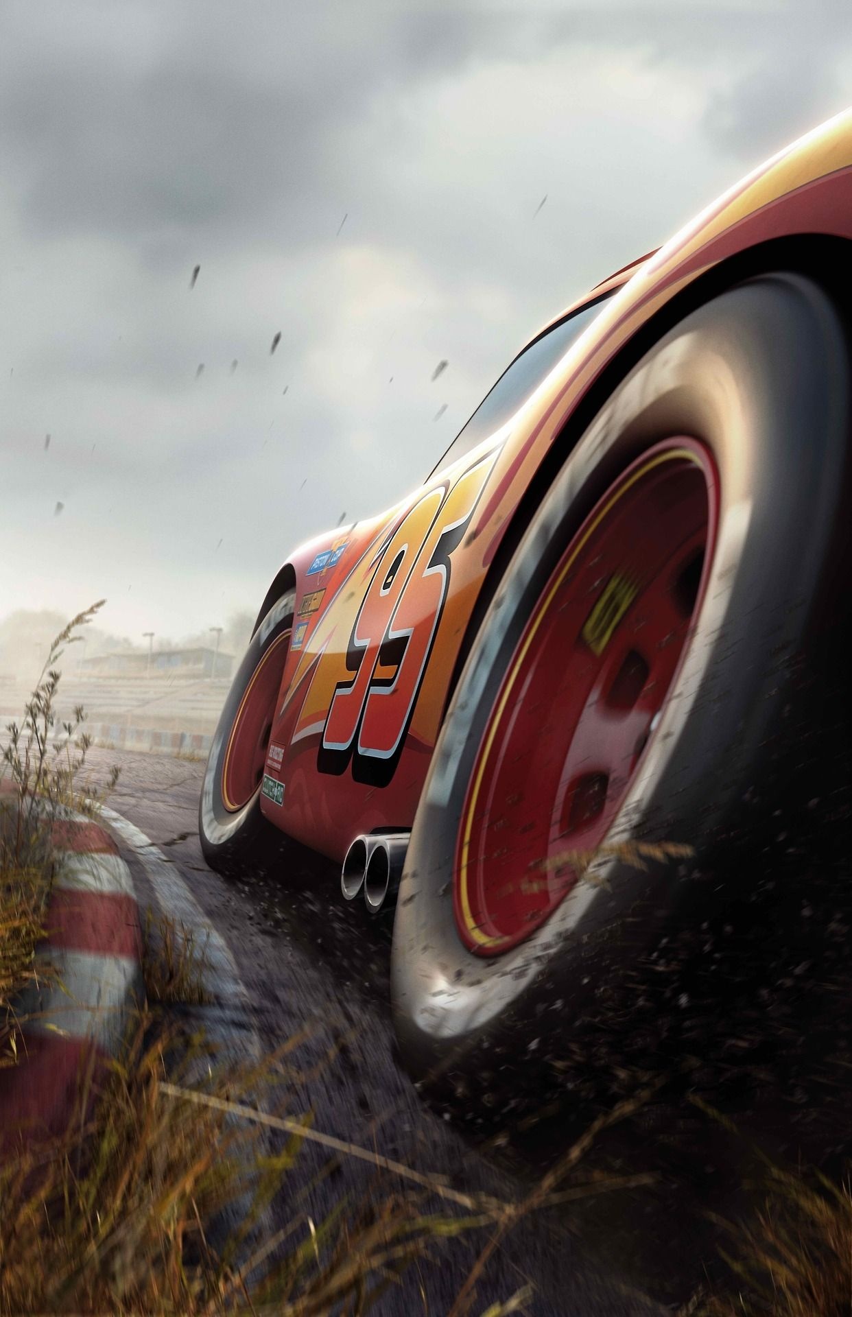 Lightning McQueen, Muddy dirt track, Overcast Lightning McQueen, Muddy dirt track, Overcast — 1242×1920 HD wallpaper