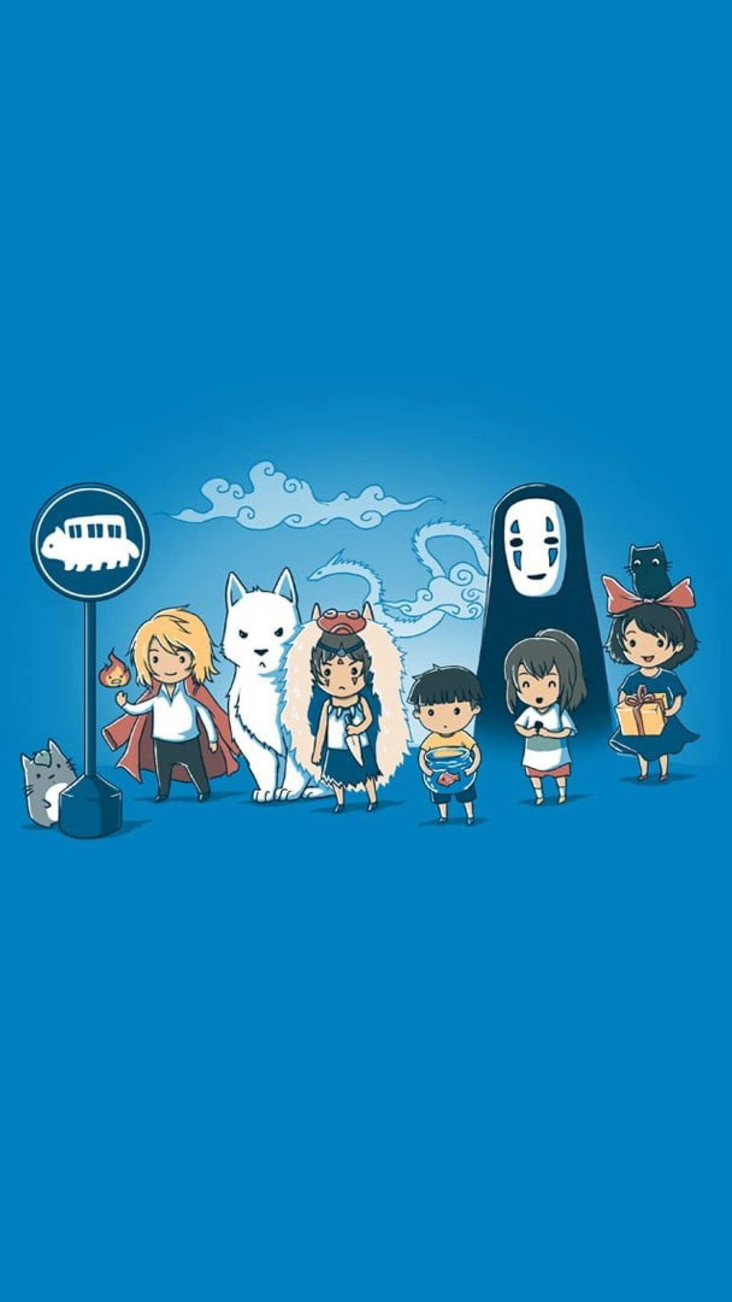 No-Face, San and Moro, Chibi Ghibli lineup, My Neighbor Totoro, Howl's Moving Castle, Princess Mononoke, Ponyo, Spirited Away No-Face, San and Moro, Chibi Ghibli lineup, My Neighbor Totoro, Howl's Moving Castle, Princess Mononoke, Ponyo, Spirited Away — 1440×2560 HD wallpaper