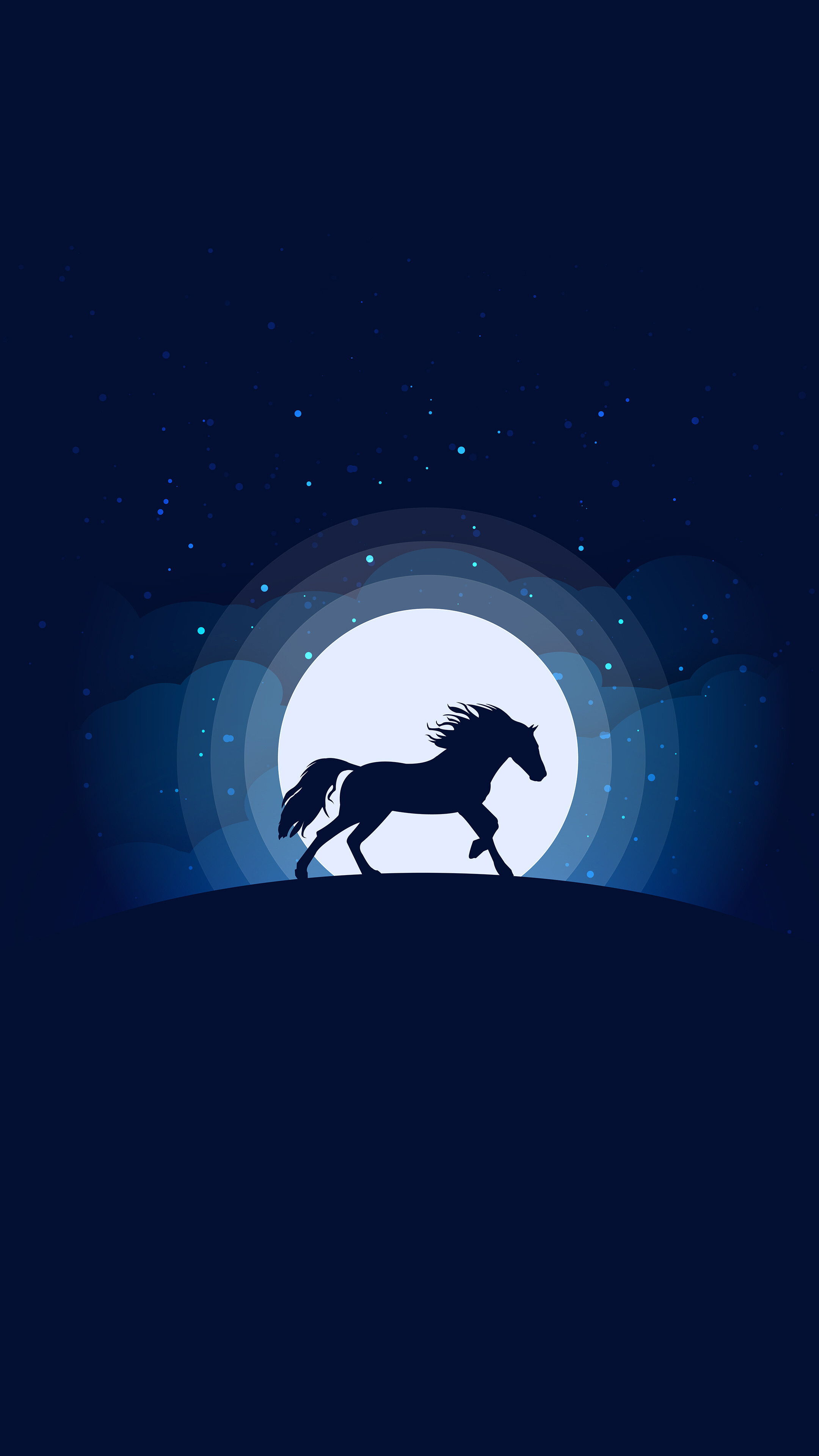 Galloping horse silhouette, Full moon night sky, Deep blue minimalist art Galloping horse silhouette, Full moon night sky, Deep blue minimalist art — 2160×3840 HD wallpaper