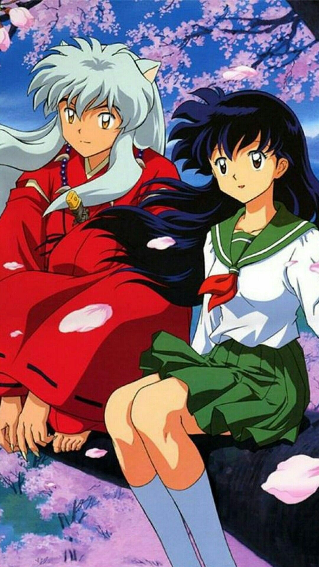 Inuyasha, Kagome Higurashi, Cherry blossom branch Inuyasha, Kagome Higurashi, Cherry blossom branch — 1080×1920 HD wallpaper