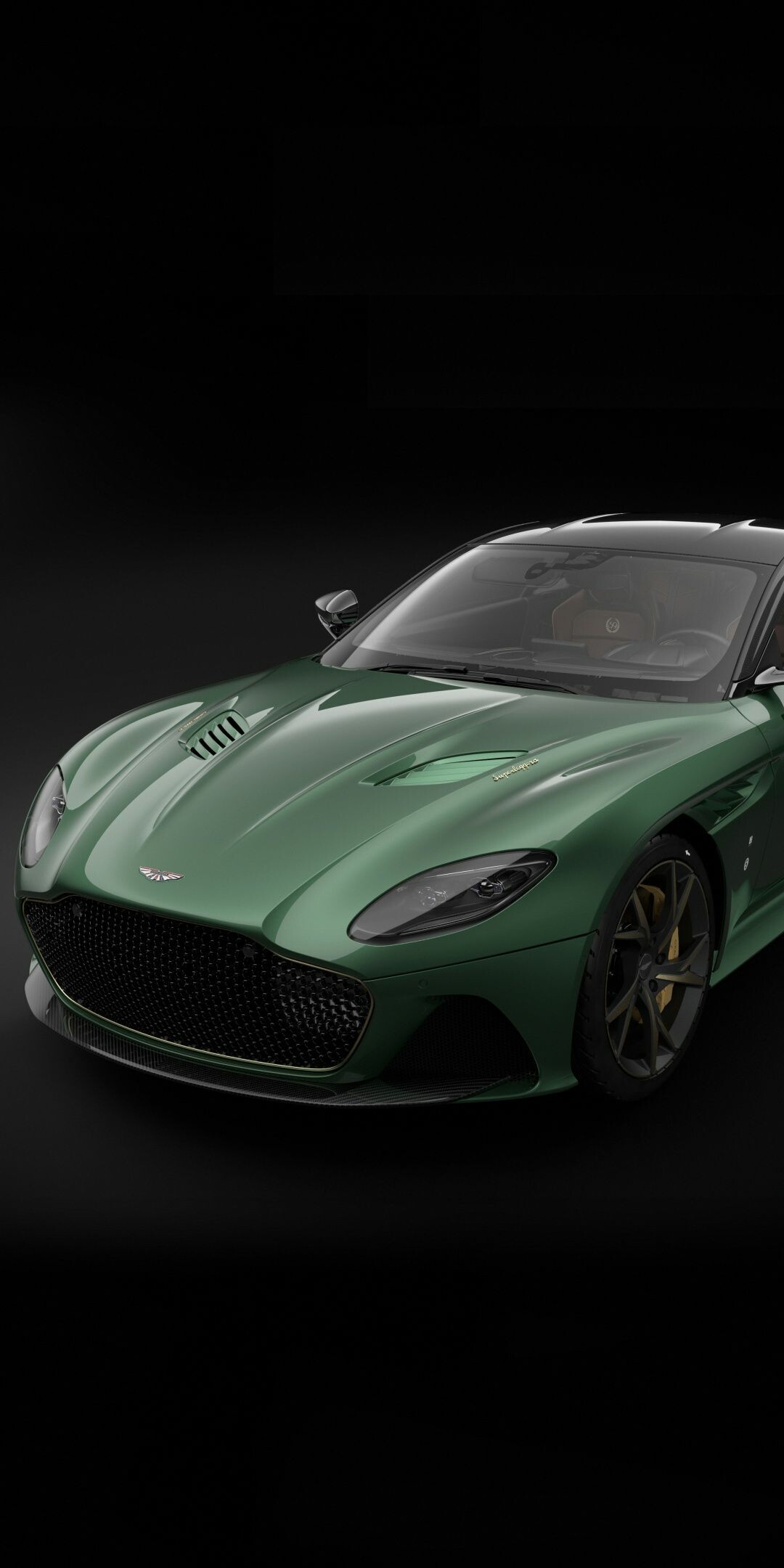 Aston Martin DBS 59, Green sports coupe, Black studio backdrop Aston Martin DBS 59, Green sports coupe, Black studio backdrop — 1080×2160 HD wallpaper