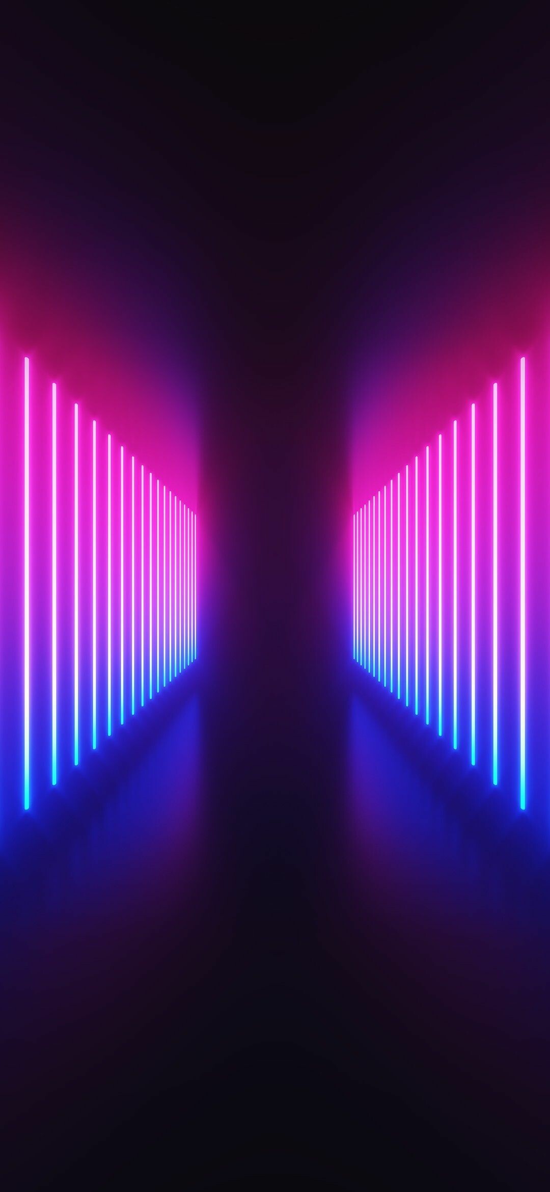 Neon light corridor, Vertical pink blue lines, Symmetrical dark tunnel Neon light corridor, Vertical pink blue lines, Symmetrical dark tunnel — 1080×2340 HD wallpaper