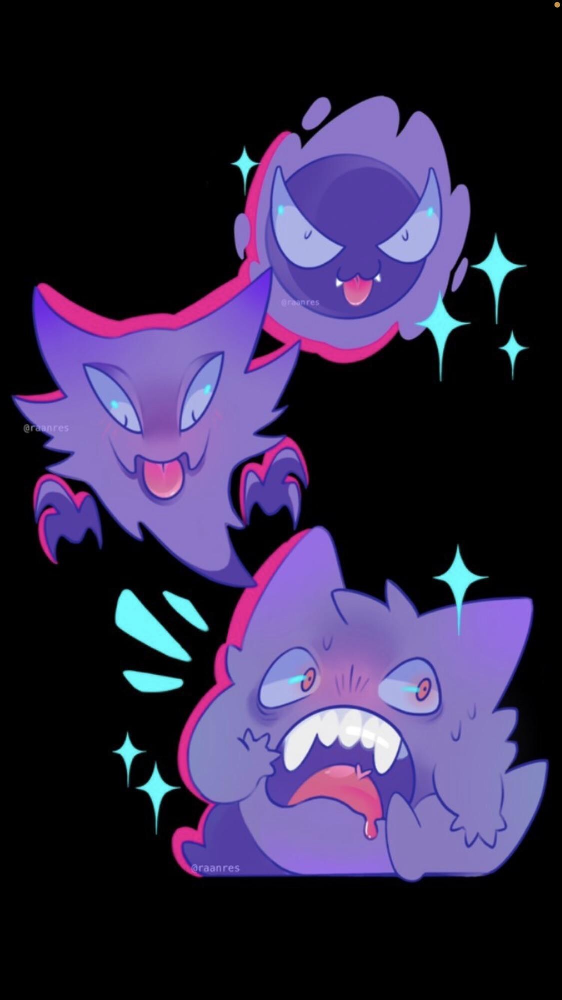 Gengar, Haunter, Gastly, Chibi style Gengar, Haunter, Gastly, Chibi style — 1125×2001 HD wallpaper