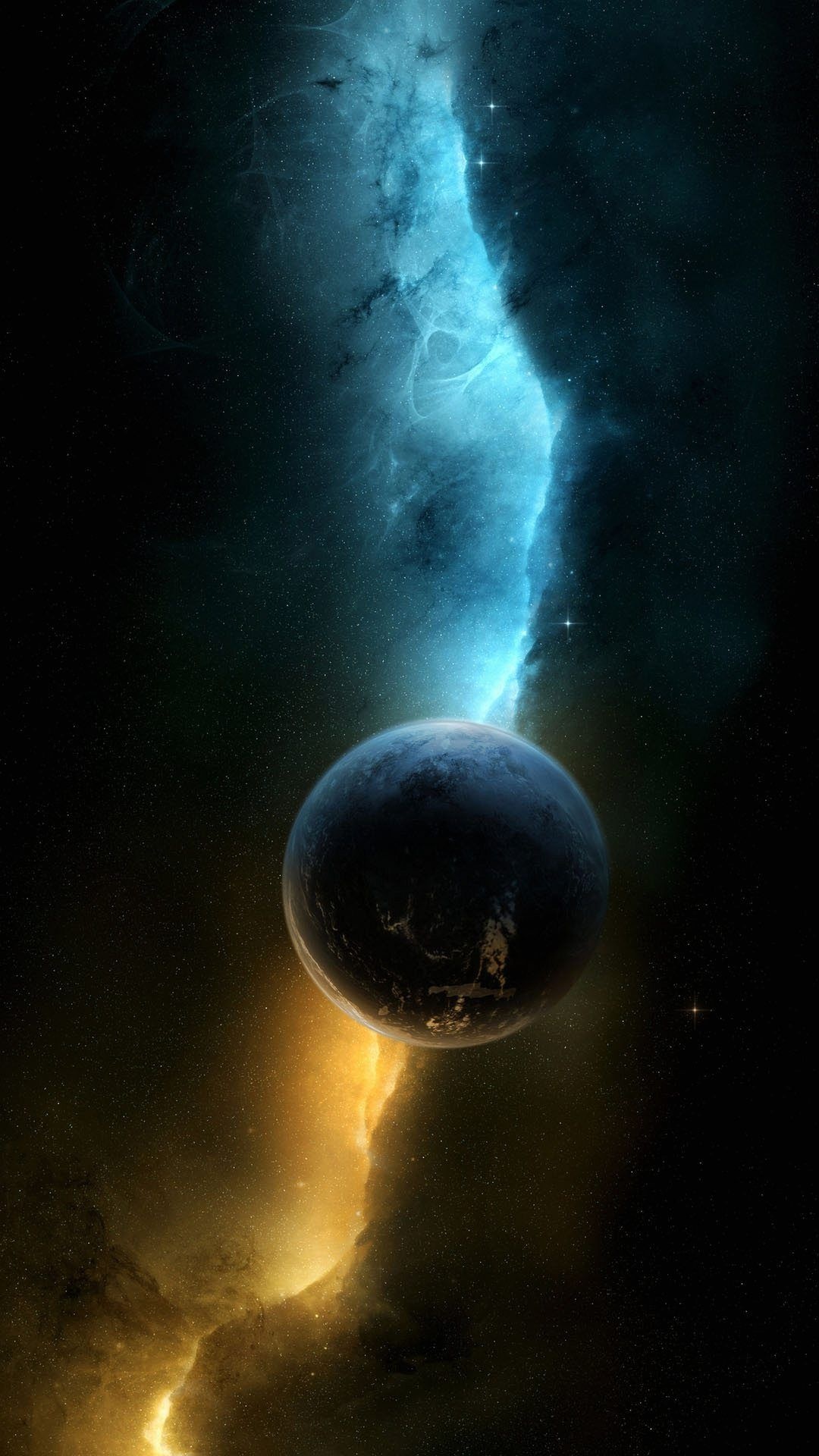 Dark alien planet, Blue orange nebula, Starfield cosmos Dark alien planet, Blue orange nebula, Starfield cosmos — 1080×1920 HD wallpaper