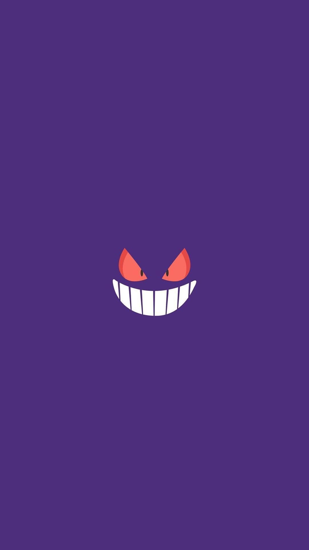 Gengar, Minimalist grinning face, Purple background Gengar, Minimalist grinning face, Purple background — 1080×1920 HD wallpaper