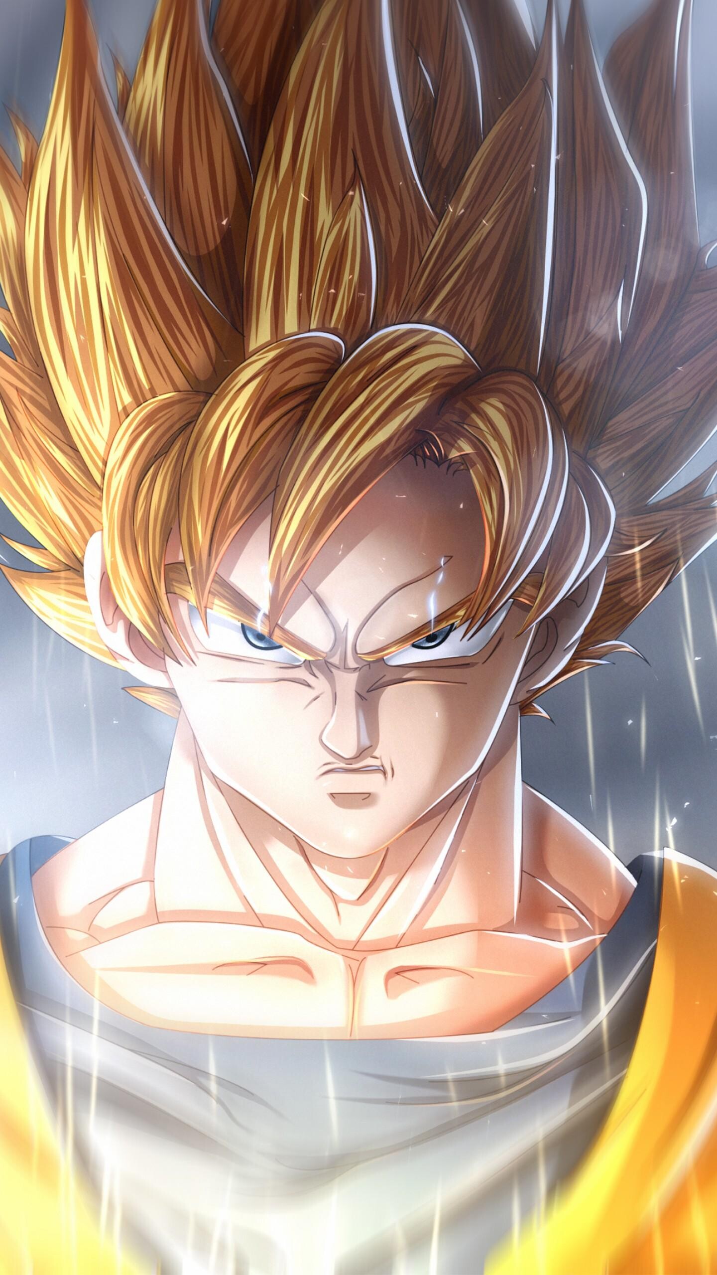 Super Saiyan Goku, Close-up portrait, Golden spiked hair Super Saiyan Goku, Close-up portrait, Golden spiked hair — 1440×2560 HD wallpaper