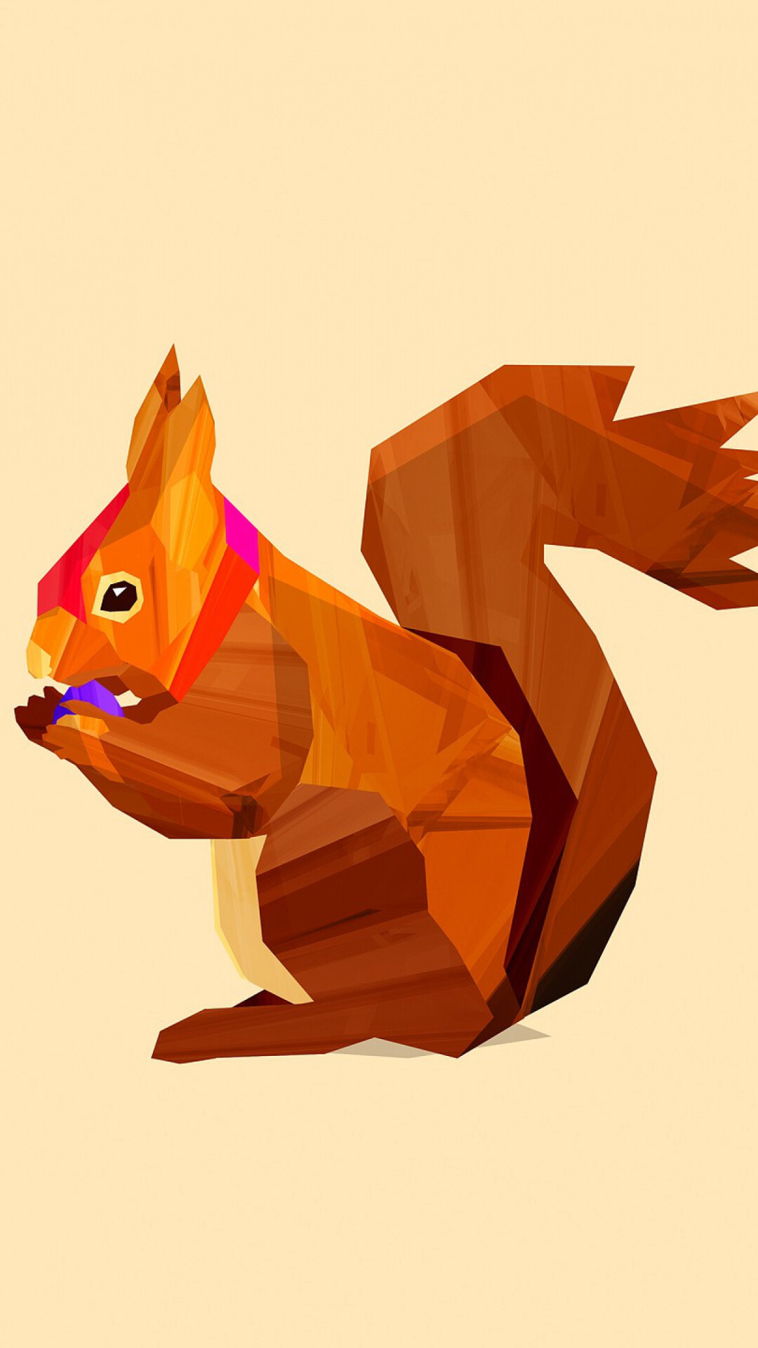 Low-poly red squirrel, Geometric faceted illustration, Cream beige background Low-poly red squirrel, Geometric faceted illustration, Cream beige background — 1080×1920 HD wallpaper