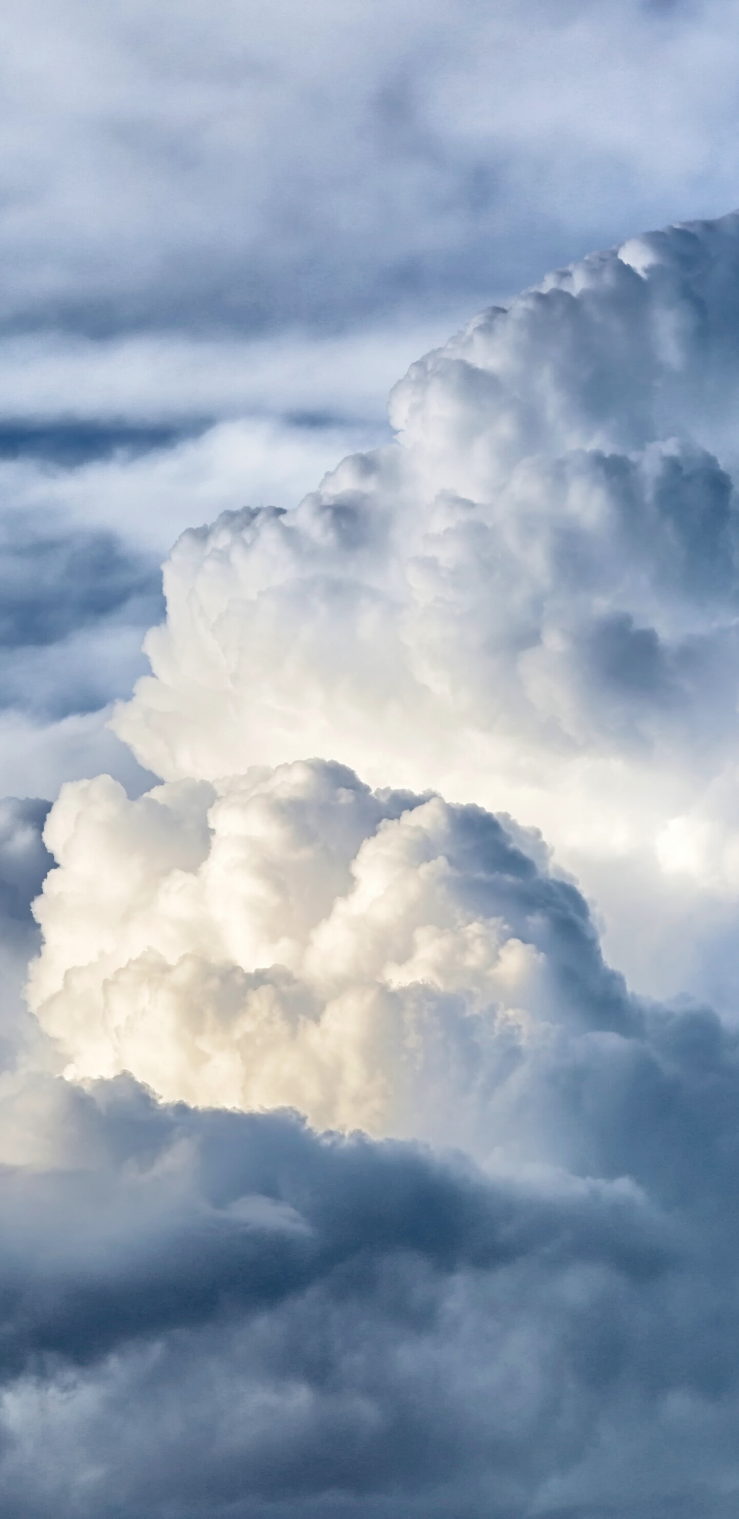 Towering cumulus clouds, Sunlit cloud tops, Deep blue sky Towering cumulus clouds, Sunlit cloud tops, Deep blue sky — 1440×2960 HD wallpaper
