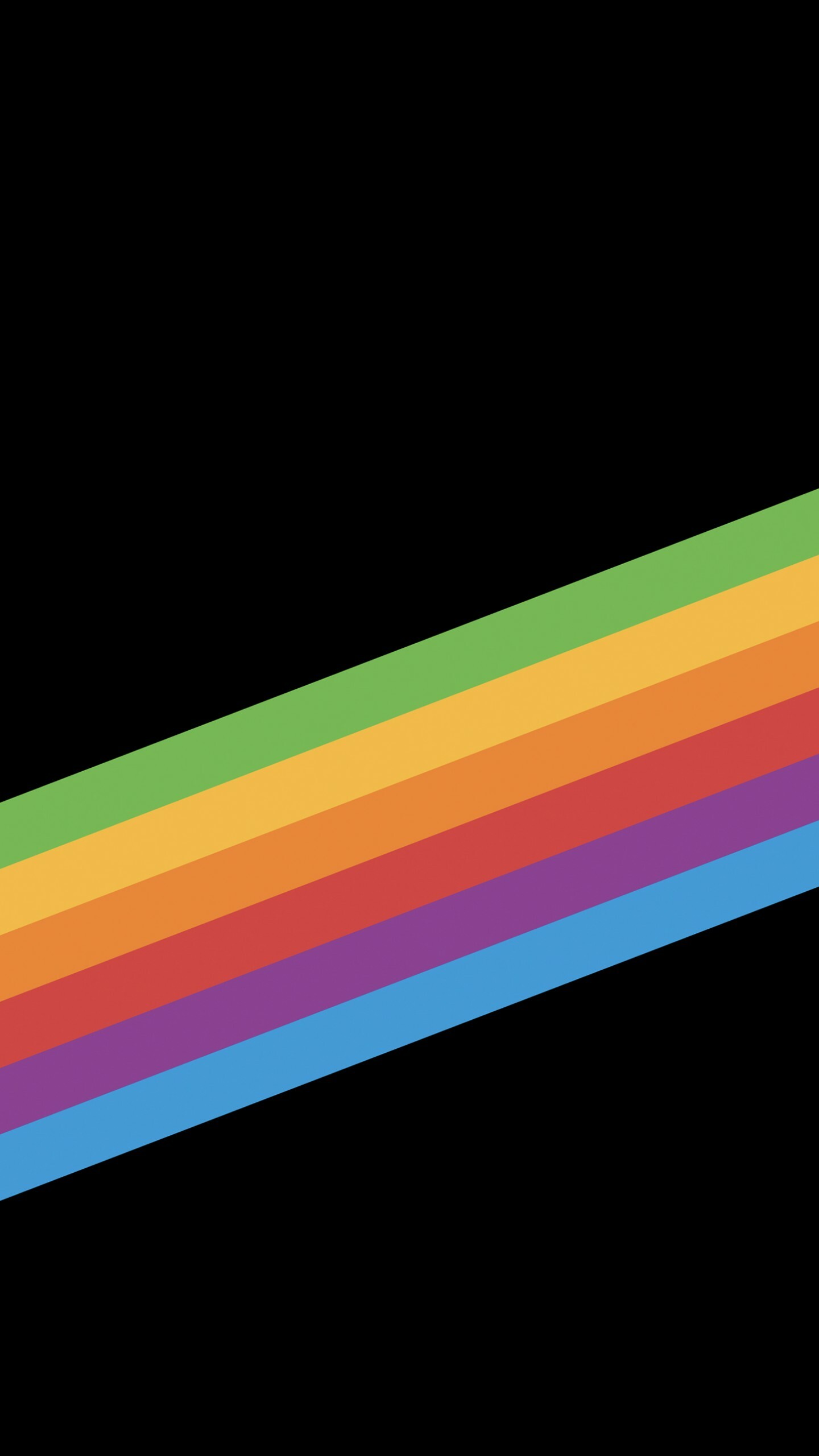 Diagonal rainbow stripes, Retro Apple pride bar, Black minimal backdrop Diagonal rainbow stripes, Retro Apple pride bar, Black minimal backdrop — 1440×2560 HD wallpaper