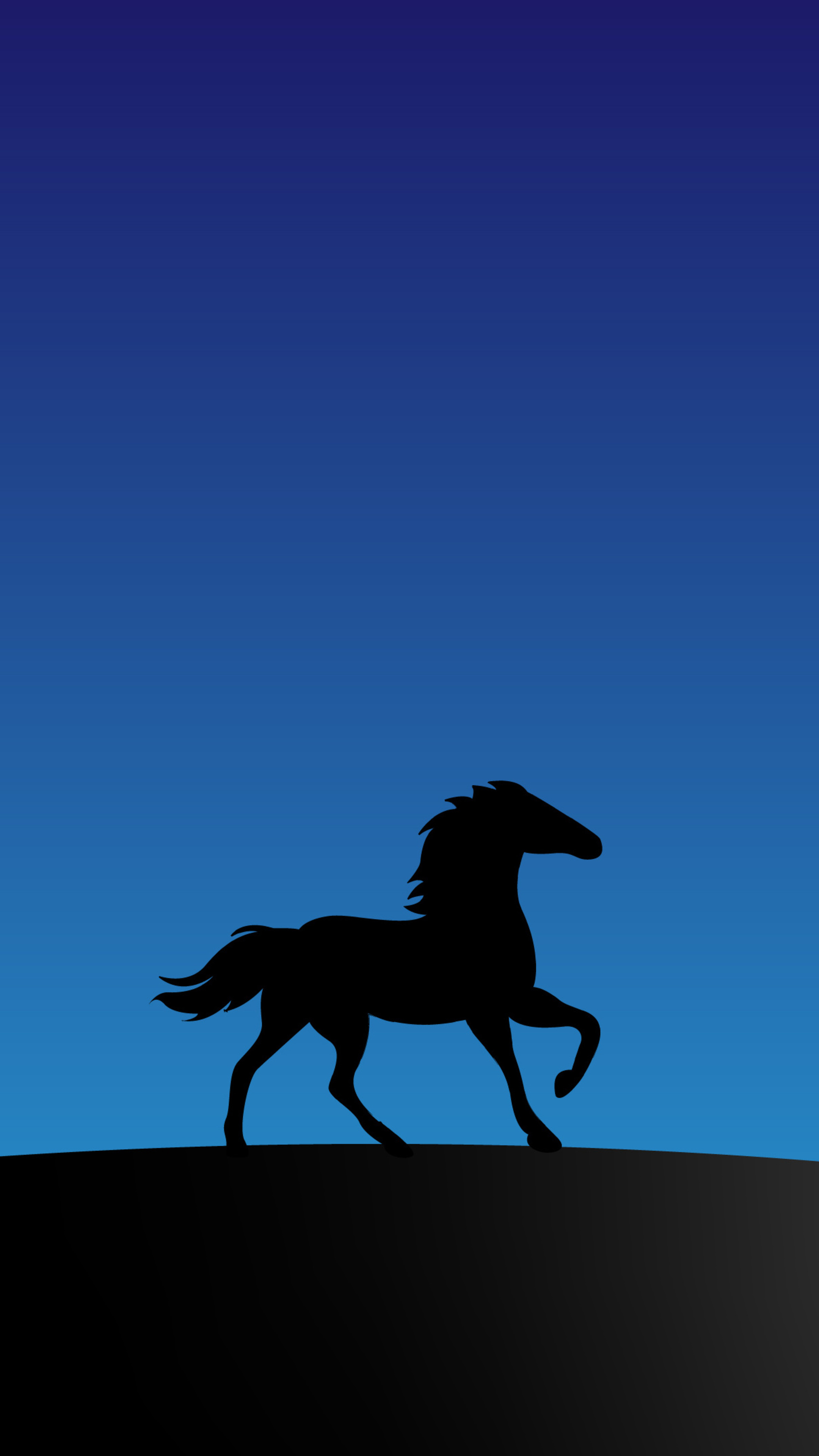 Trotting horse silhouette, Blue gradient sky, Minimalist art Trotting horse silhouette, Blue gradient sky, Minimalist art — 2160×3840 HD wallpaper