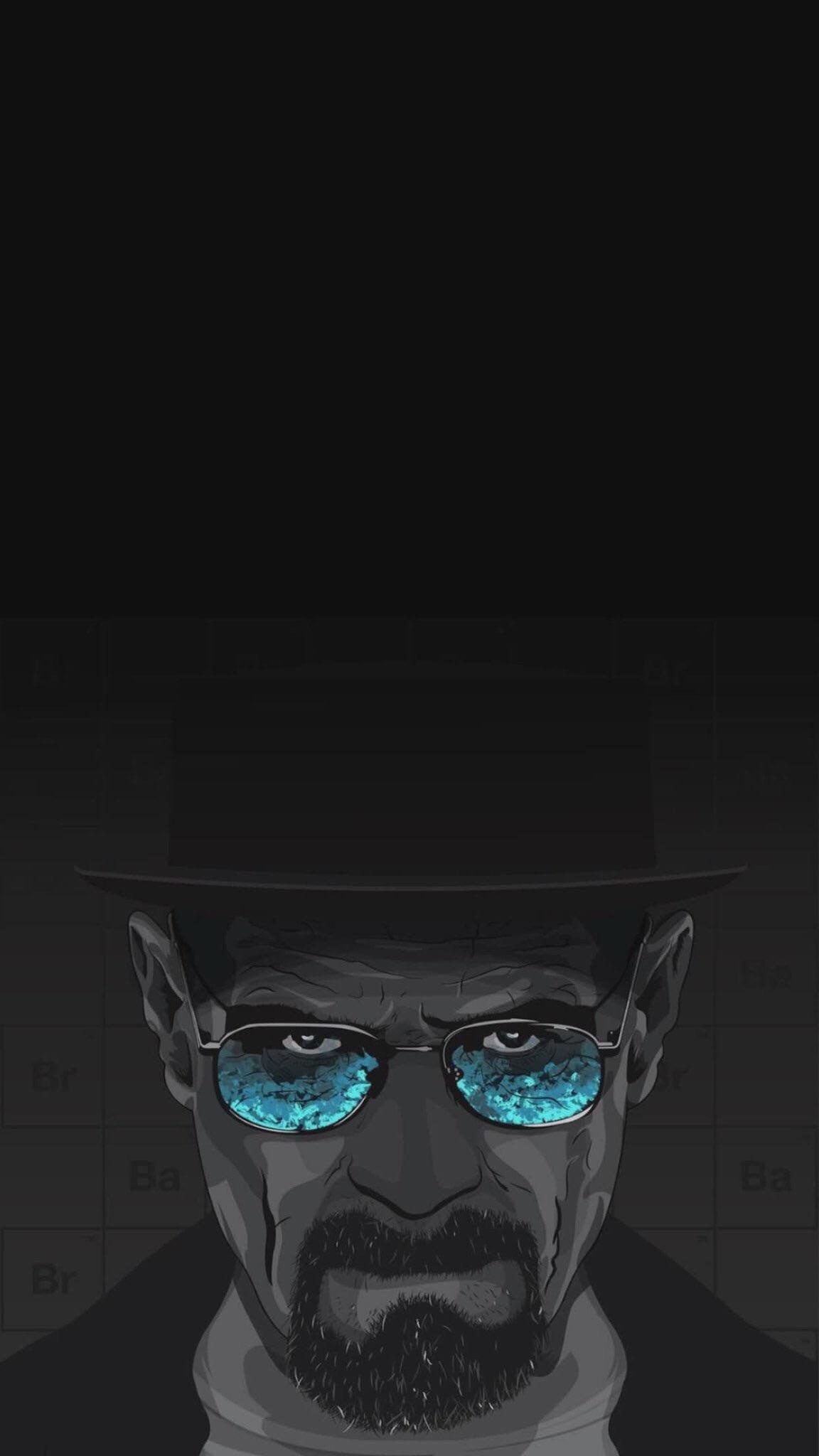 Heisenberg, Black porkpie hat, Glowing blue glasses Heisenberg, Black porkpie hat, Glowing blue glasses — 1152×2048 HD wallpaper