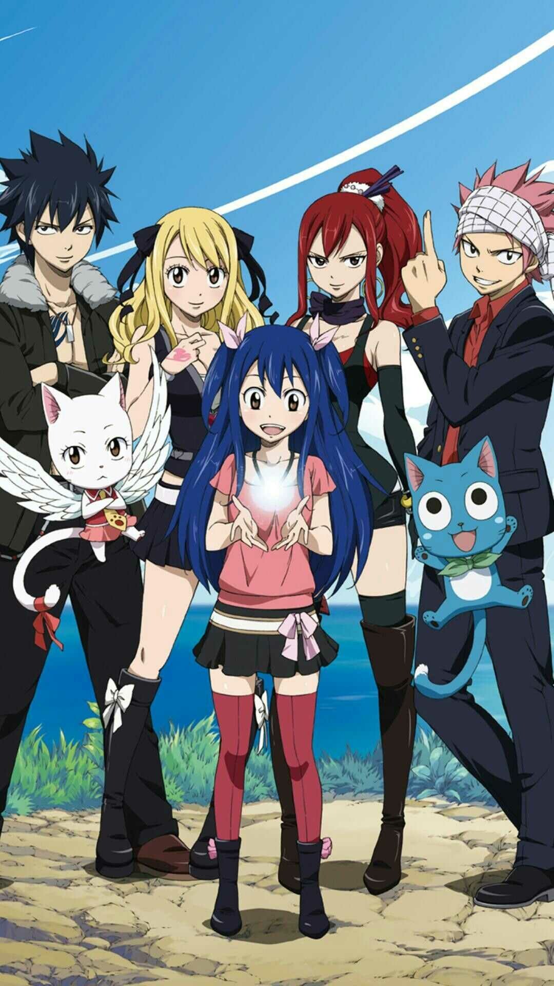 Natsu Dragneel, Erza Scarlet, Lucy Heartfilia, Wendy Marvell Natsu Dragneel, Erza Scarlet, Lucy Heartfilia, Wendy Marvell — 1080×1920 HD wallpaper