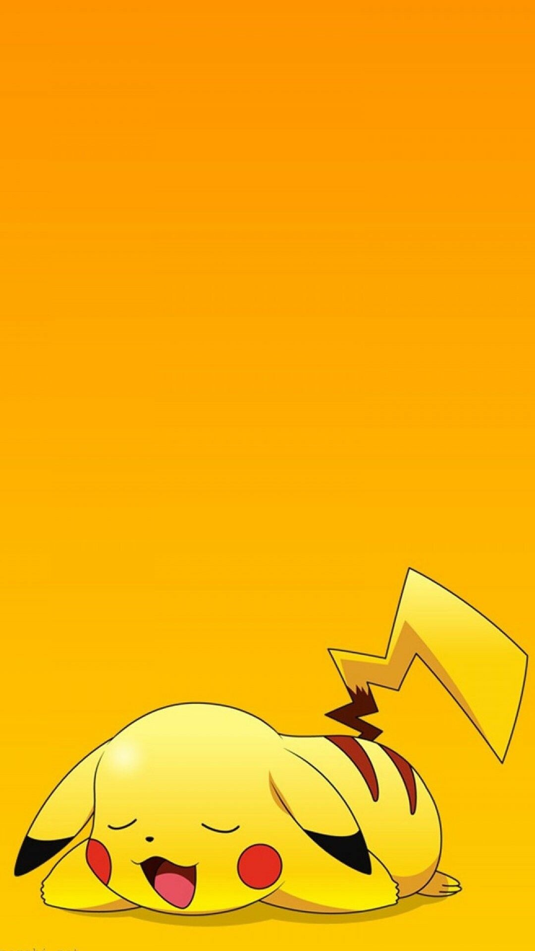 Sleeping Pikachu, Lightning bolt tail, Yellow gradient Sleeping Pikachu, Lightning bolt tail, Yellow gradient — 1080×1920 HD wallpaper