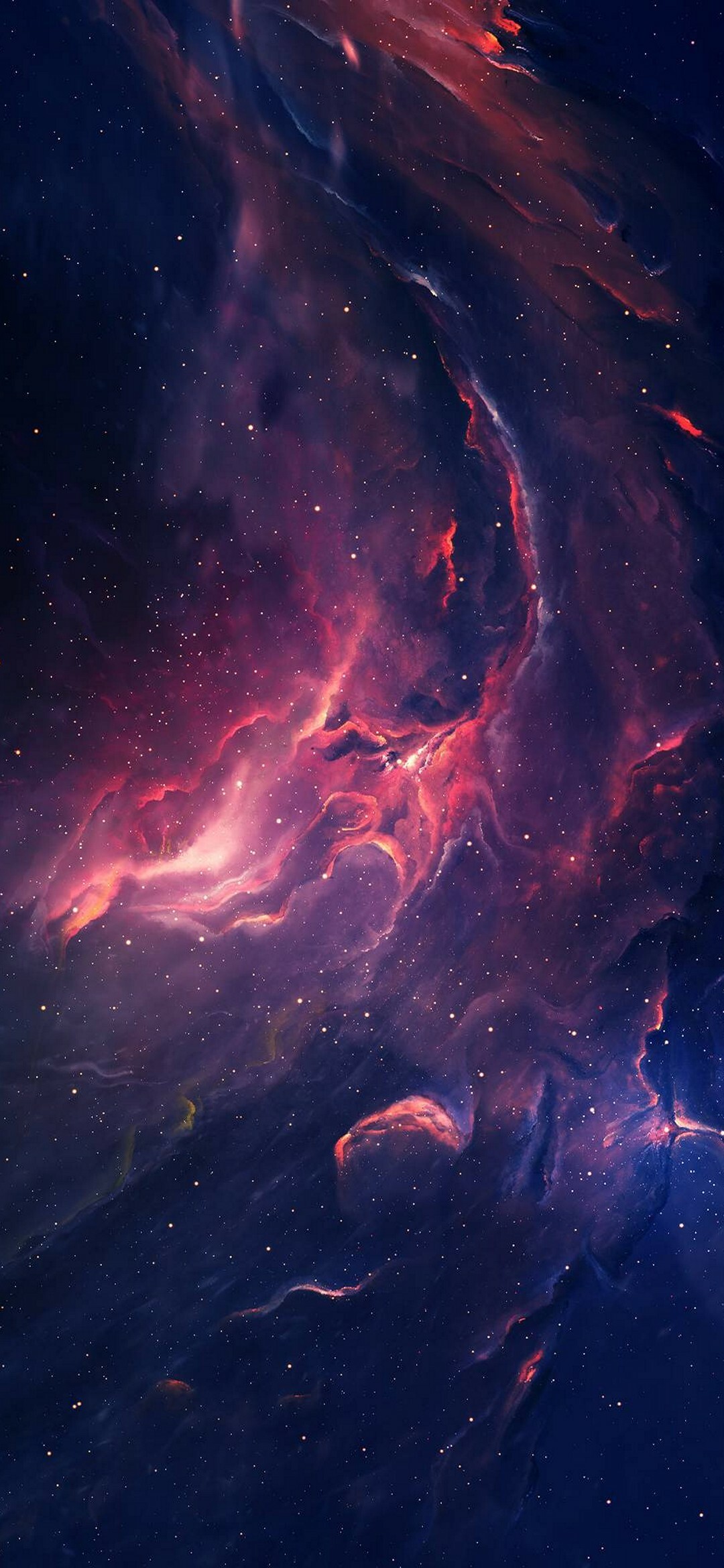 Crimson-purple nebula, Pink cosmic dust cloud, Deep blue starfield Crimson-purple nebula, Pink cosmic dust cloud, Deep blue starfield — 1080×2340 HD wallpaper