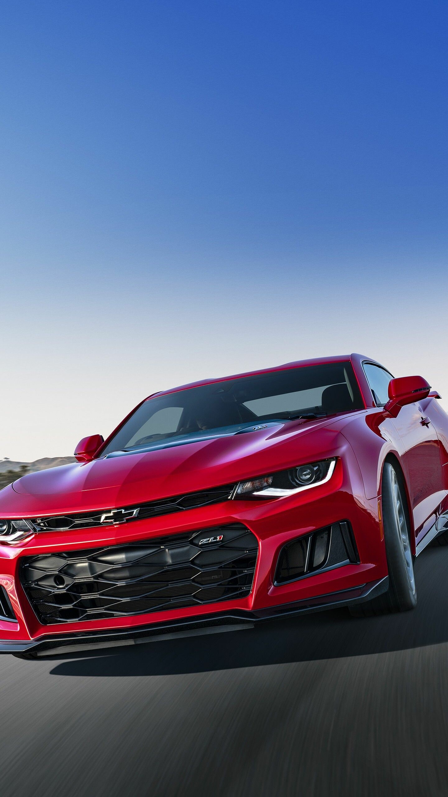 Chevrolet Camaro ZL1, Red muscle car, Desert highway Chevrolet Camaro ZL1, Red muscle car, Desert highway — 1440×2560 HD wallpaper
