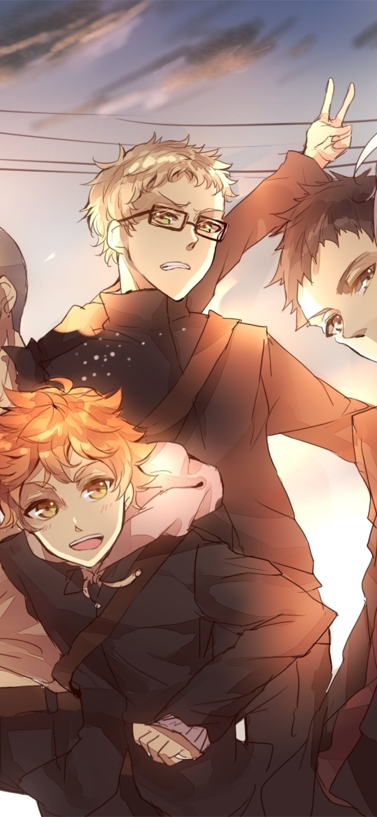 Hinata Shoyo, Tsukishima Kei, Karasuno group Hinata Shoyo, Tsukishima Kei, Karasuno group — 1284×2778 HD wallpaper