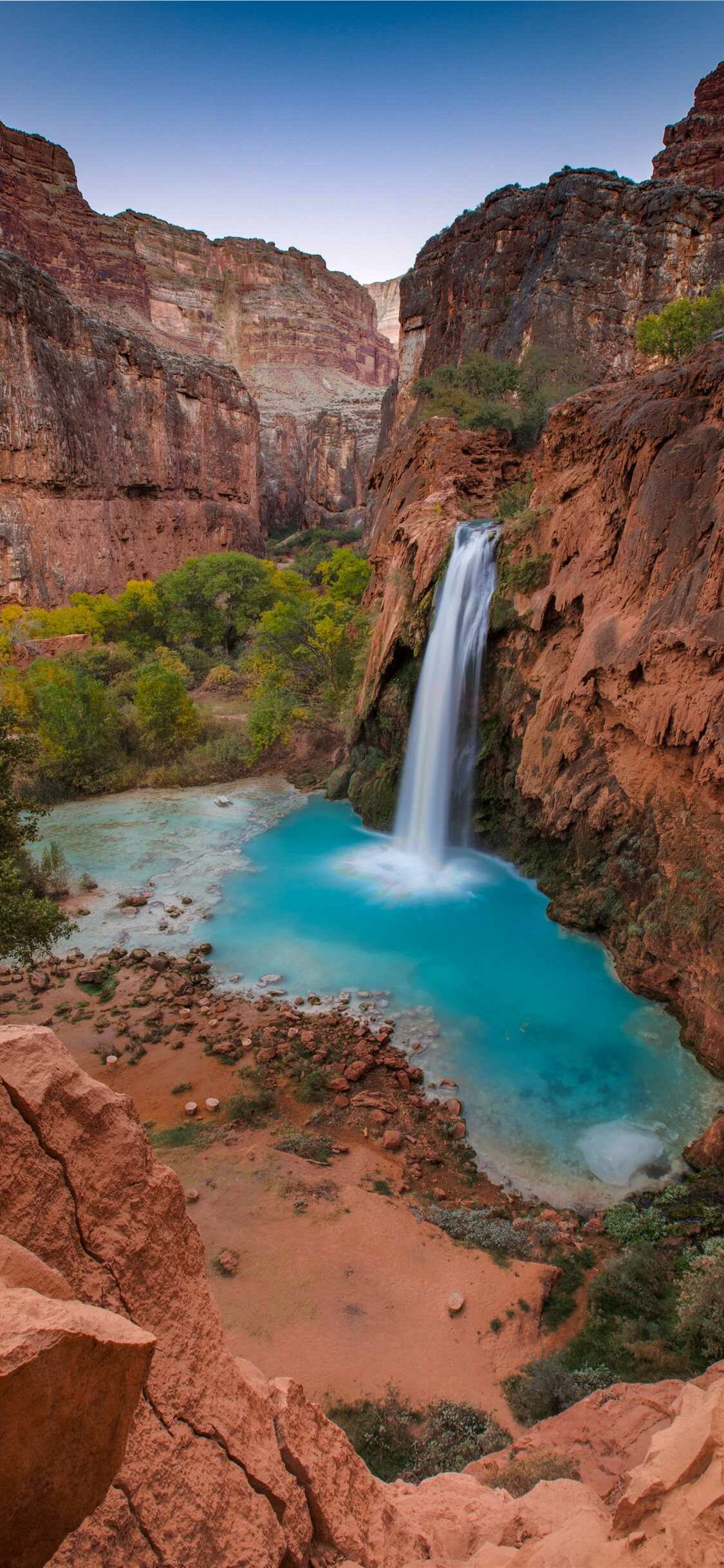 Havasu Falls Arizona, Turquoise plunge pool, Red sandstone canyon Havasu Falls Arizona, Turquoise plunge pool, Red sandstone canyon — 1125×2436 HD wallpaper