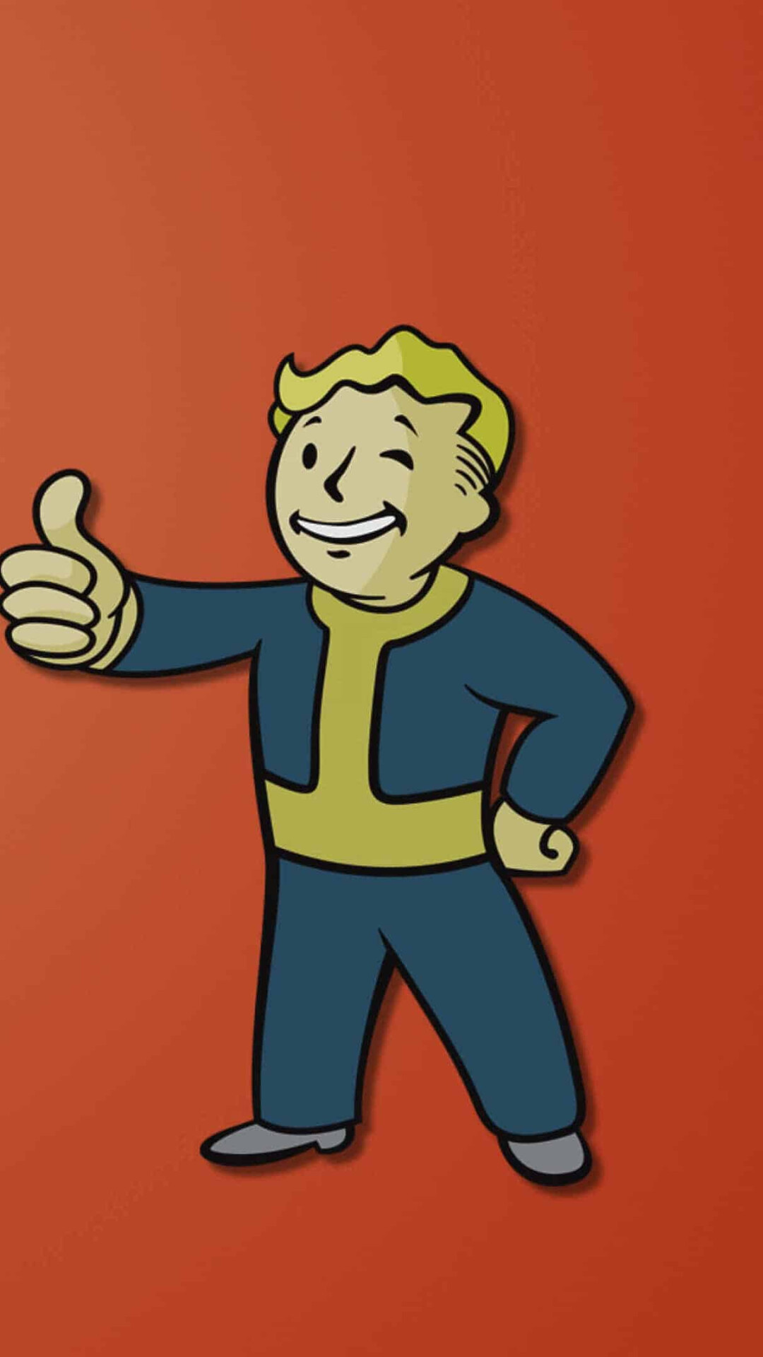 Fallout Vault Boy, Thumbs-up pose, Orange backdrop Fallout Vault Boy, Thumbs-up pose, Orange backdrop — 1080×1920 HD wallpaper