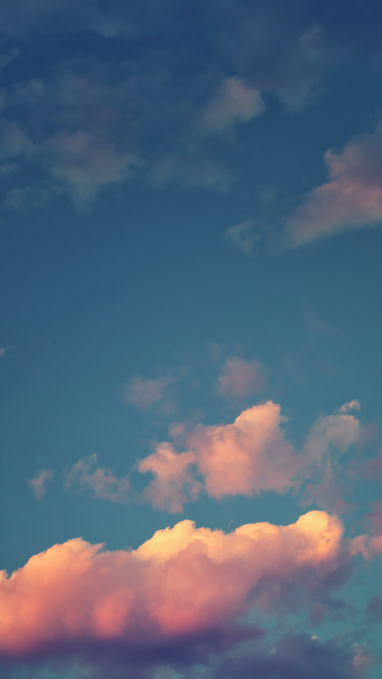 Pink sunset cumulus clouds, Deep blue sky, Scattered wispy clouds Pink sunset cumulus clouds, Deep blue sky, Scattered wispy clouds — 1242×2208 HD wallpaper