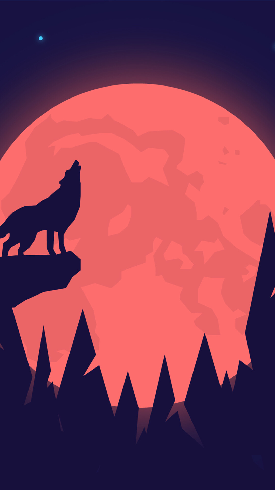 Howling wolf silhouette, Red blood moon, Dark pine forest Howling wolf silhouette, Red blood moon, Dark pine forest — 1080×1920 HD wallpaper