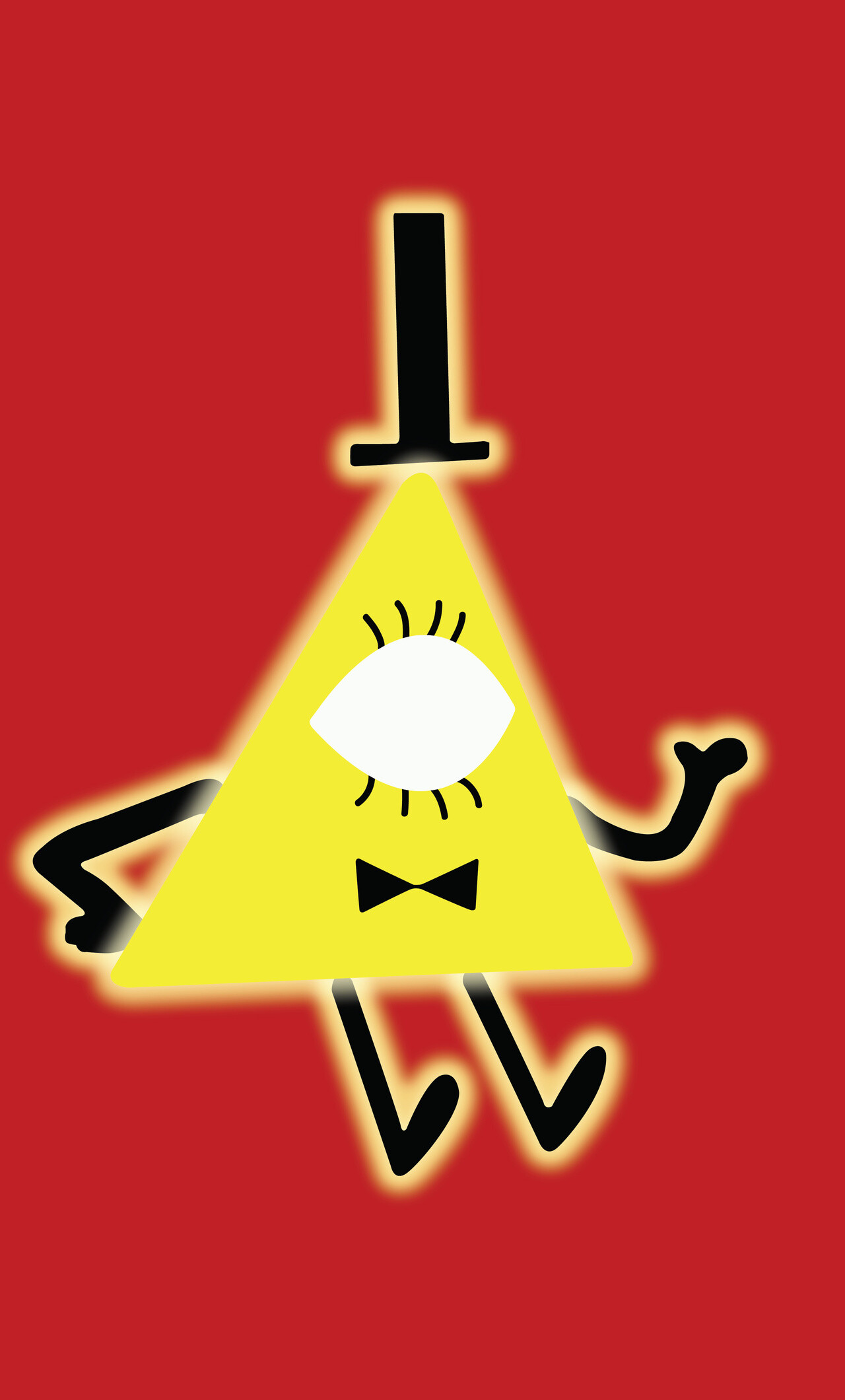 Bill Cipher, Yellow triangle top hat, Red background Bill Cipher, Yellow triangle top hat, Red background — 1280×2120 HD wallpaper