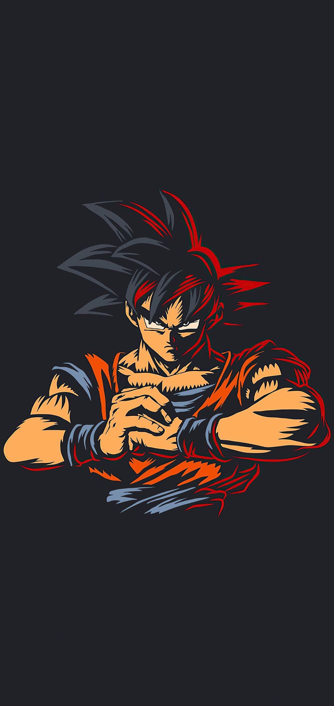 Goku base form, Minimalist vector art, Dark background Goku base form, Minimalist vector art, Dark background — 1080×2280 HD wallpaper
