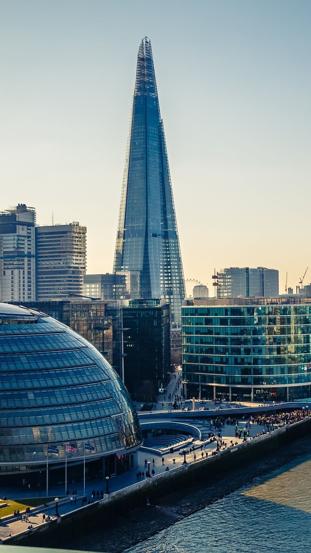 The Shard skyscraper, City Hall glass dome, Thames waterfront The Shard skyscraper, City Hall glass dome, Thames waterfront — 1080×1920 HD wallpaper