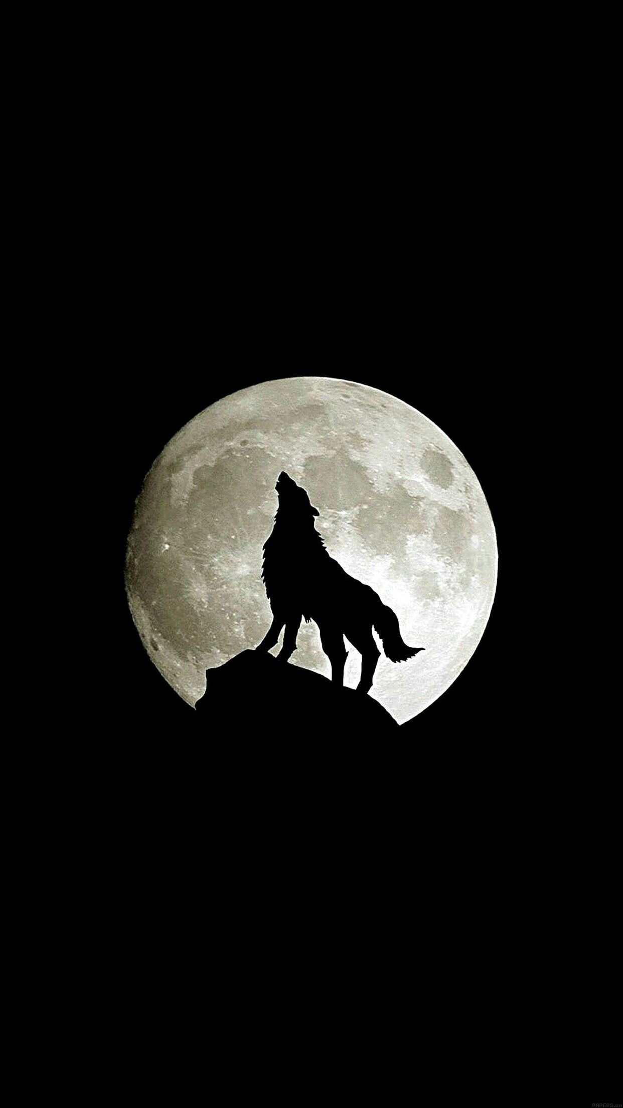 Howling wolf silhouette, Full moon, Dark rocky ridge Howling wolf silhouette, Full moon, Dark rocky ridge — 1242×2208 HD wallpaper